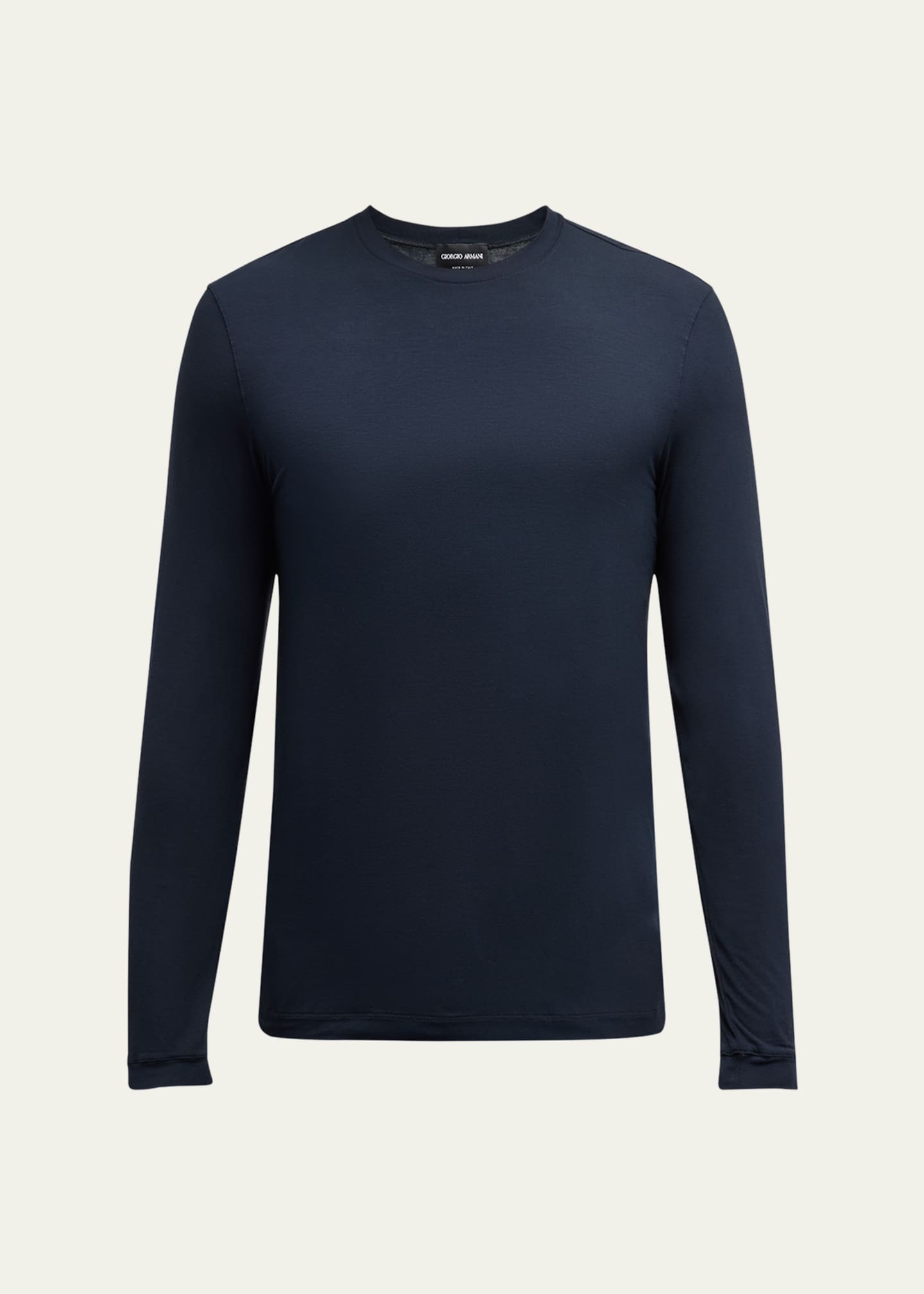 Giorgio Armani Men's Cotton Long-Sleeve Crewneck T-Shirt Image 1 of 5