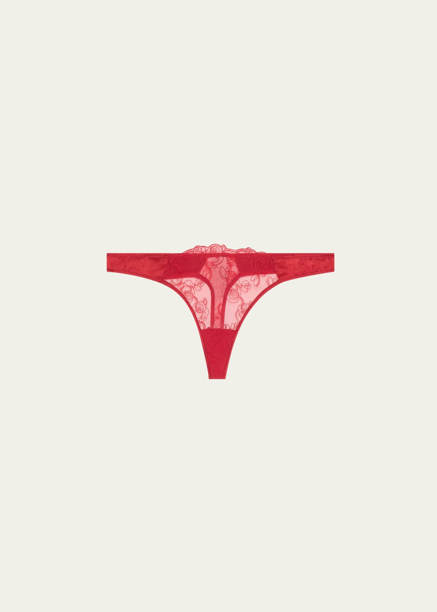 Kiki De Montparnasse La Rose Floral-Embroidered Tulle Thong Image 1 of 2