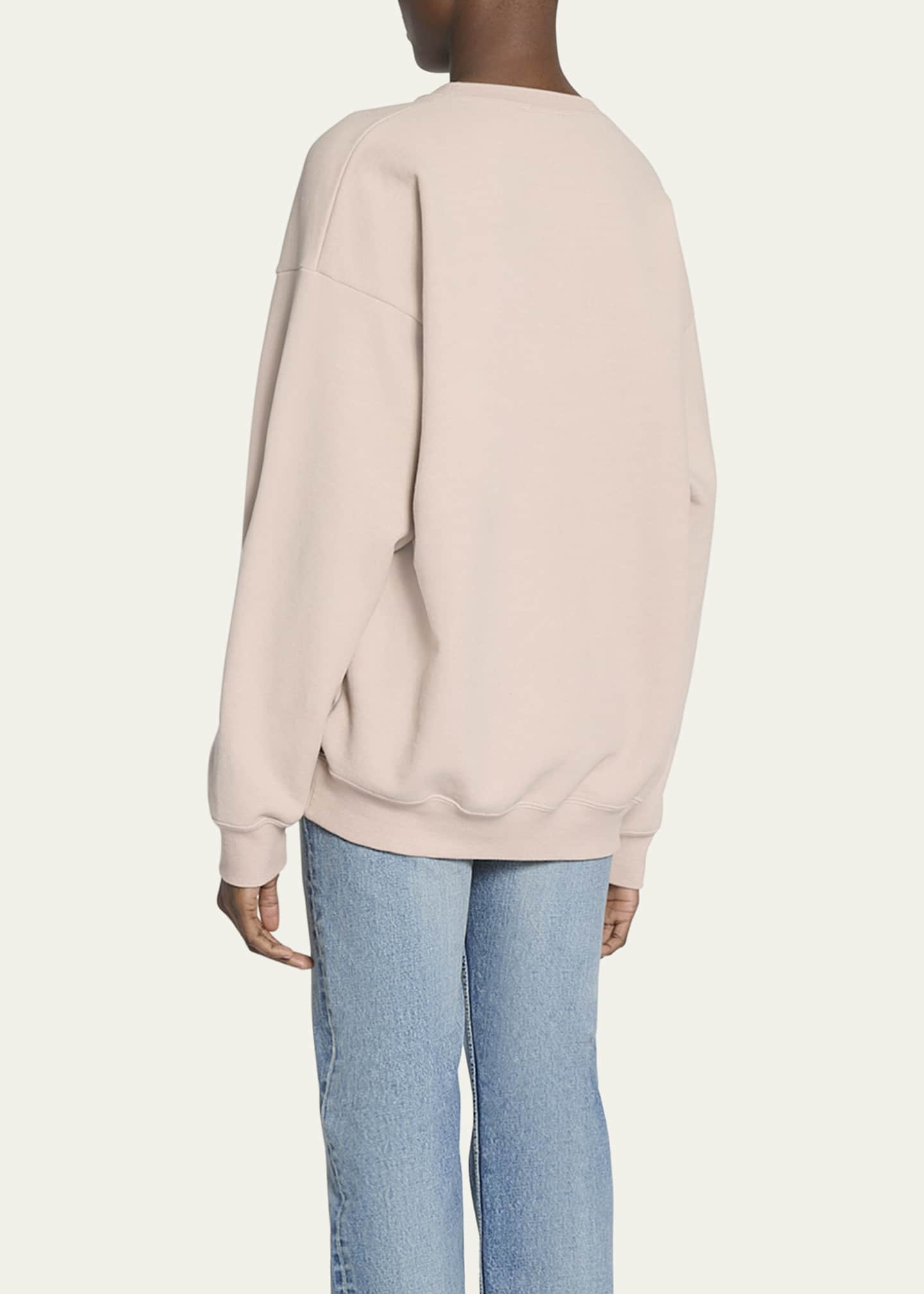 Saint Laurent Logo Cotton Crew Sweatshirt Image 3 of 5