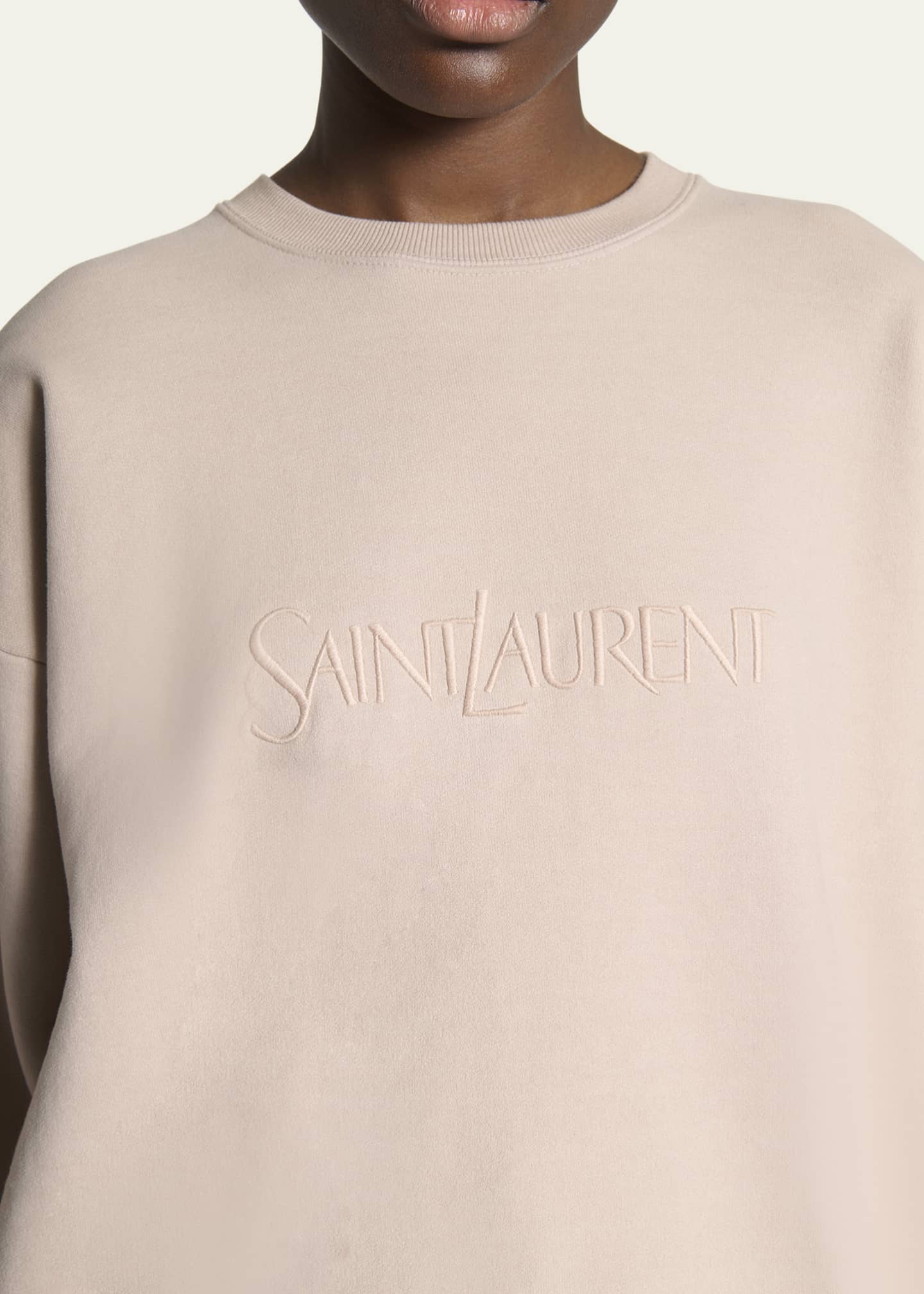 Saint Laurent Logo Cotton Crew Sweatshirt Image 5 of 5