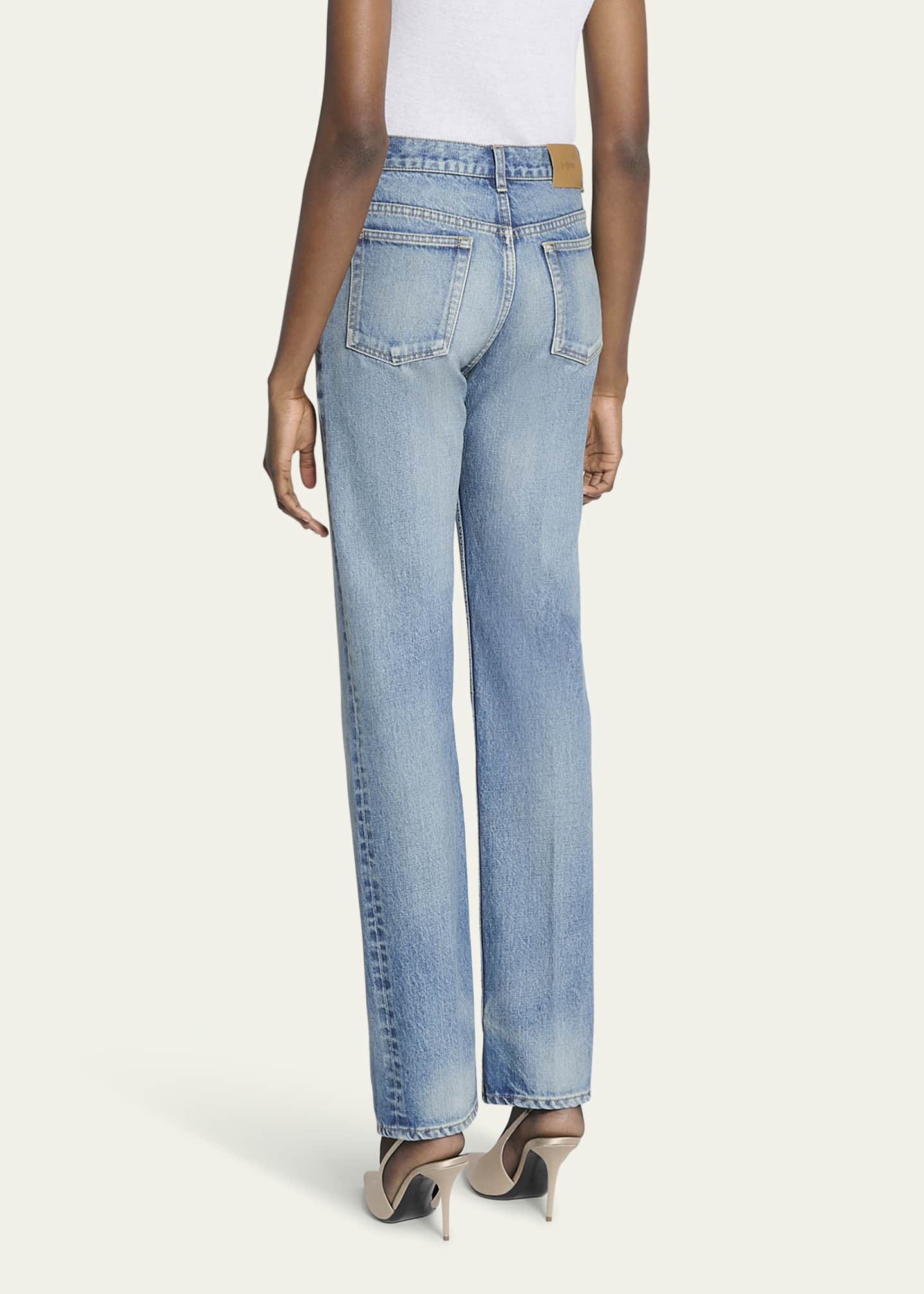Saint Laurent High Waisted Straight Leg Denim Pants Image 3 of 5