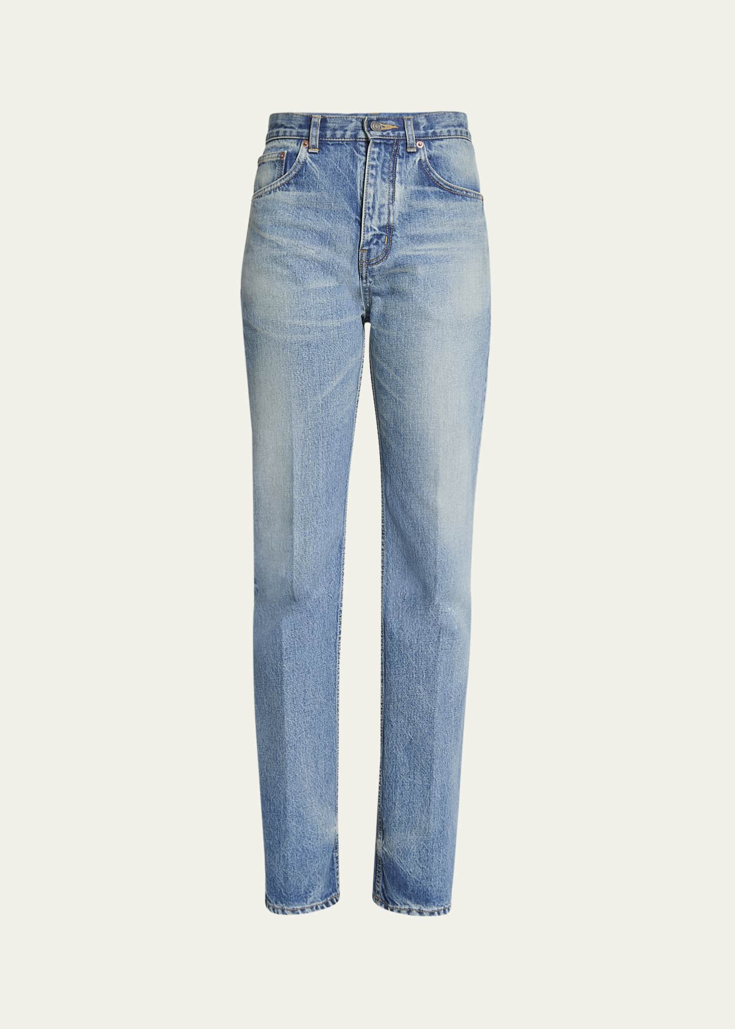 Saint Laurent High Waisted Straight Leg Denim Pants Image 1 of 5