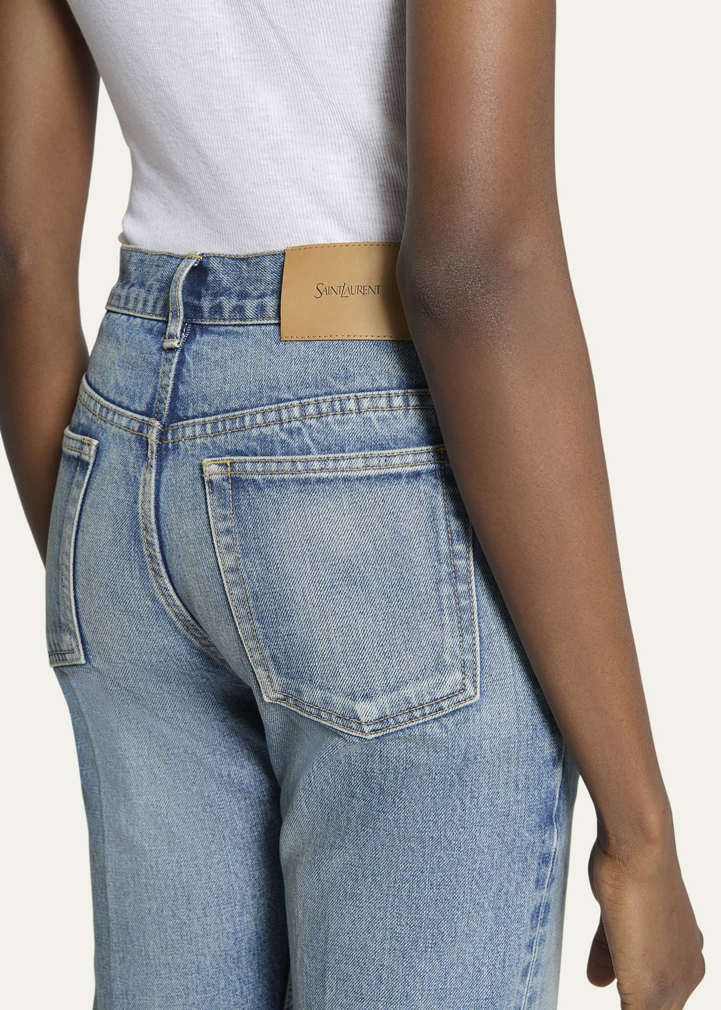 Saint Laurent High Waisted Straight Leg Denim Pants Image 5 of 5