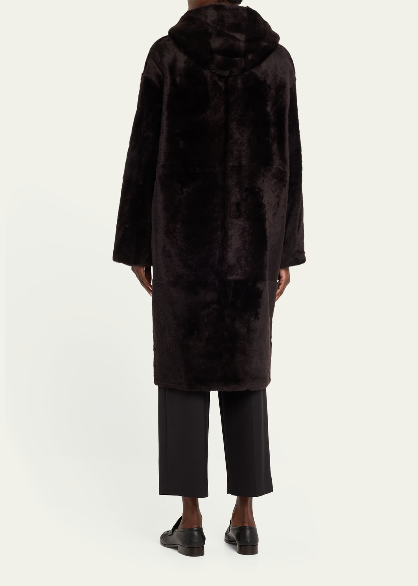 Yves Salomon Reversible Hooded Shearling Coat Image 3 of 5