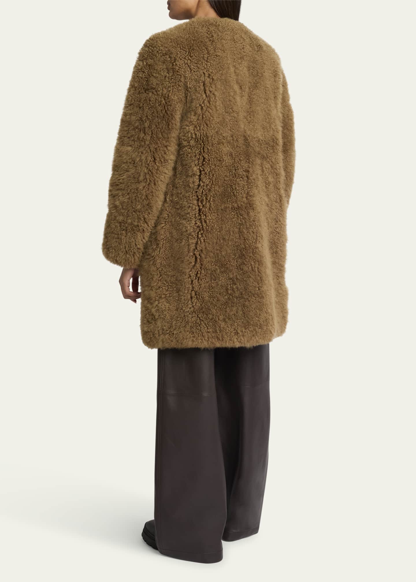 Yves Salomon Curly Shearling Coat Image 3 of 5