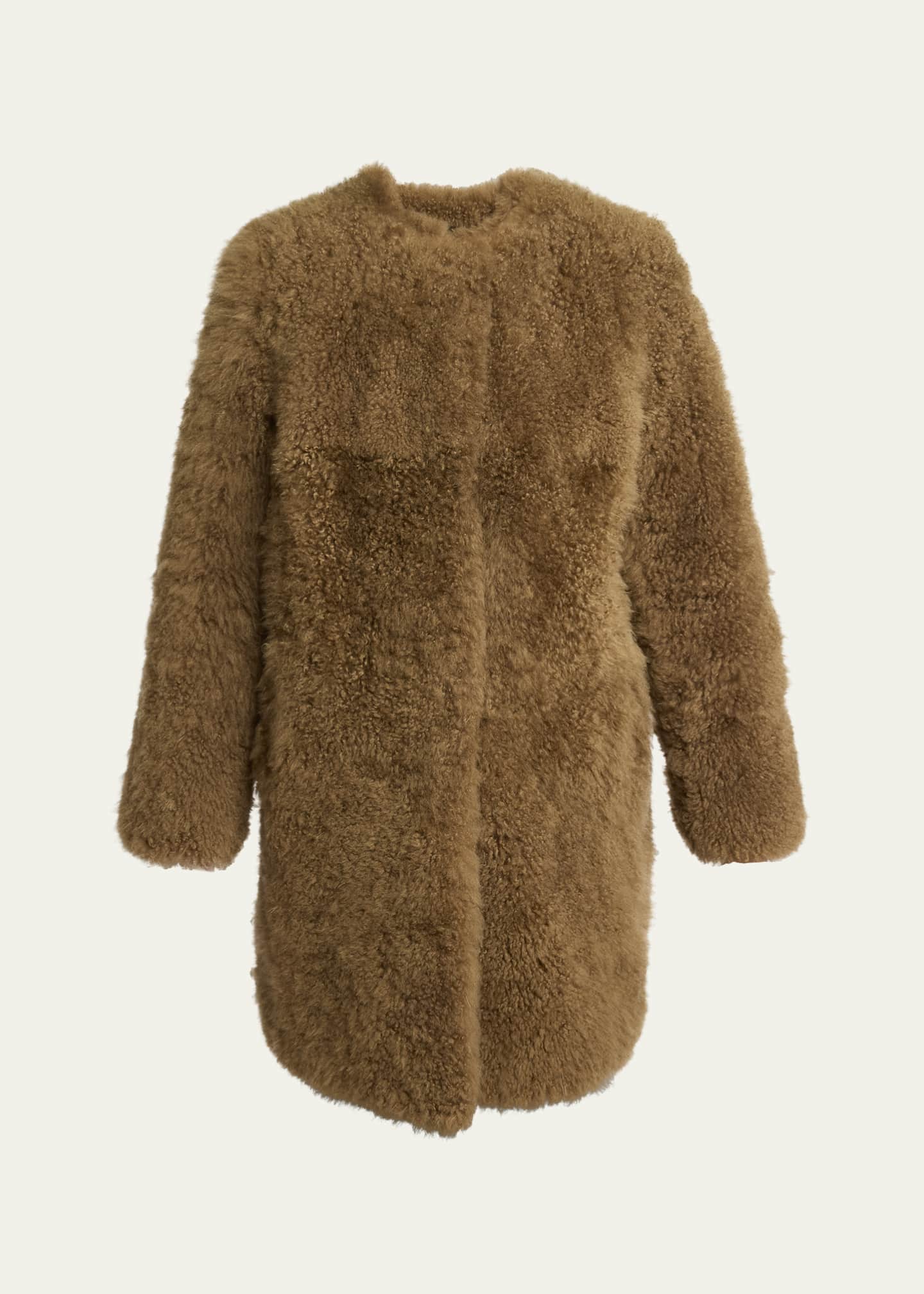 Yves Salomon Curly Shearling Coat Image 1 of 5