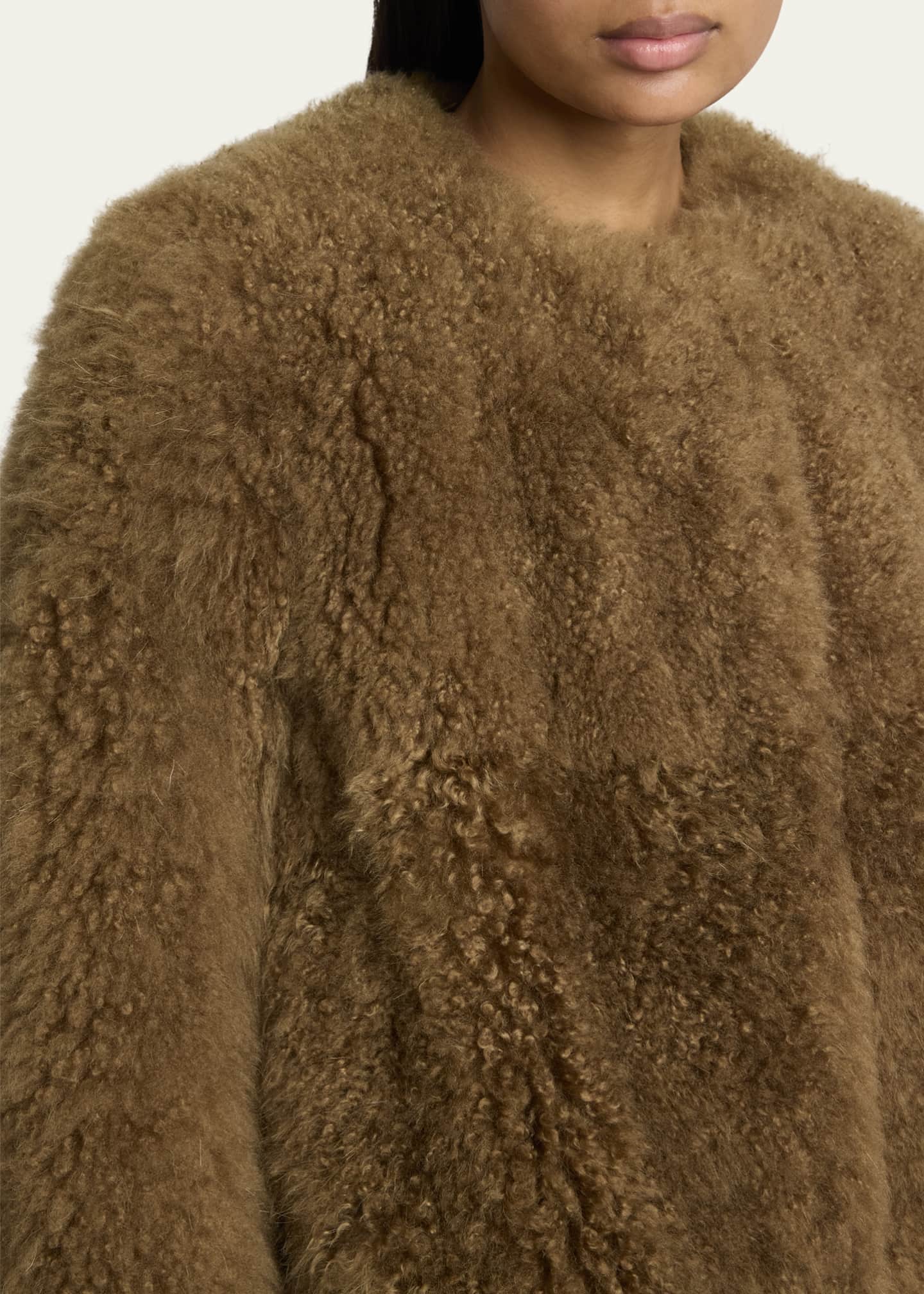 Yves Salomon Curly Shearling Coat Image 5 of 5