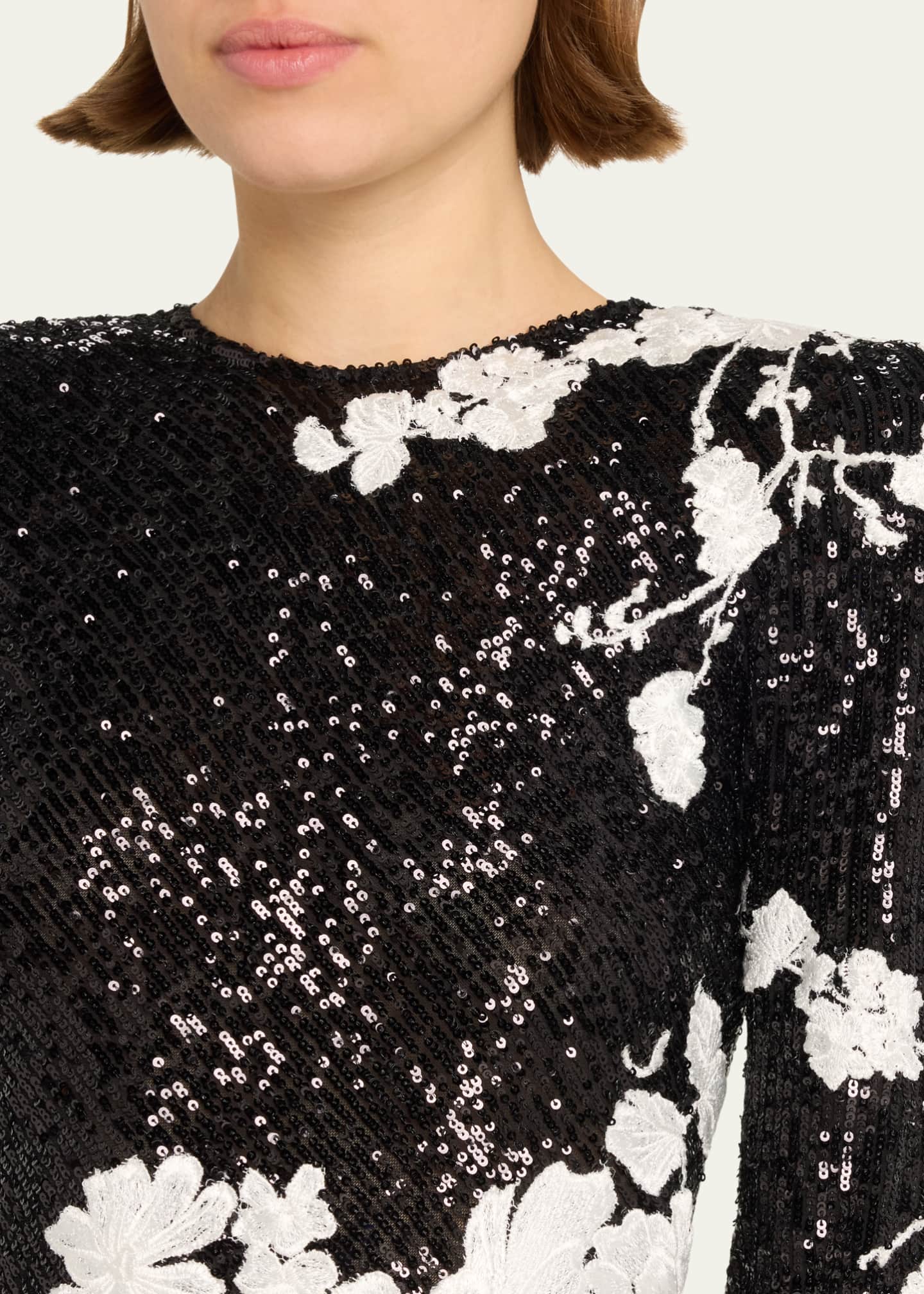 Naeem Khan Sequined Floral Applique Gown Bergdorf Goodman