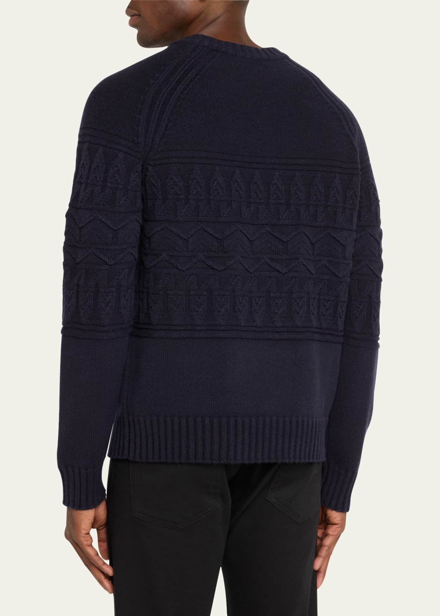 Iris Von Arnim Men's Cashmere Cable Crewneck Sweater Image 3 of 5