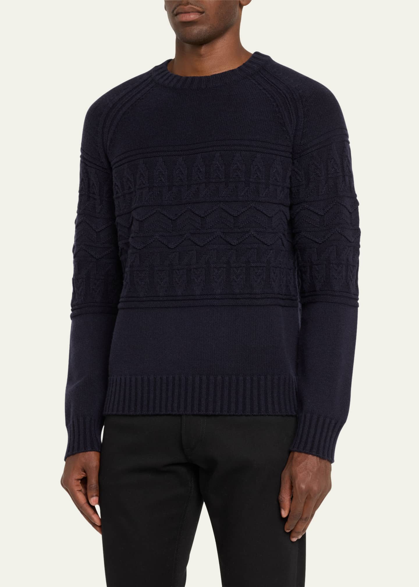 Iris Von Arnim Men's Cashmere Cable Crewneck Sweater Image 4 of 5