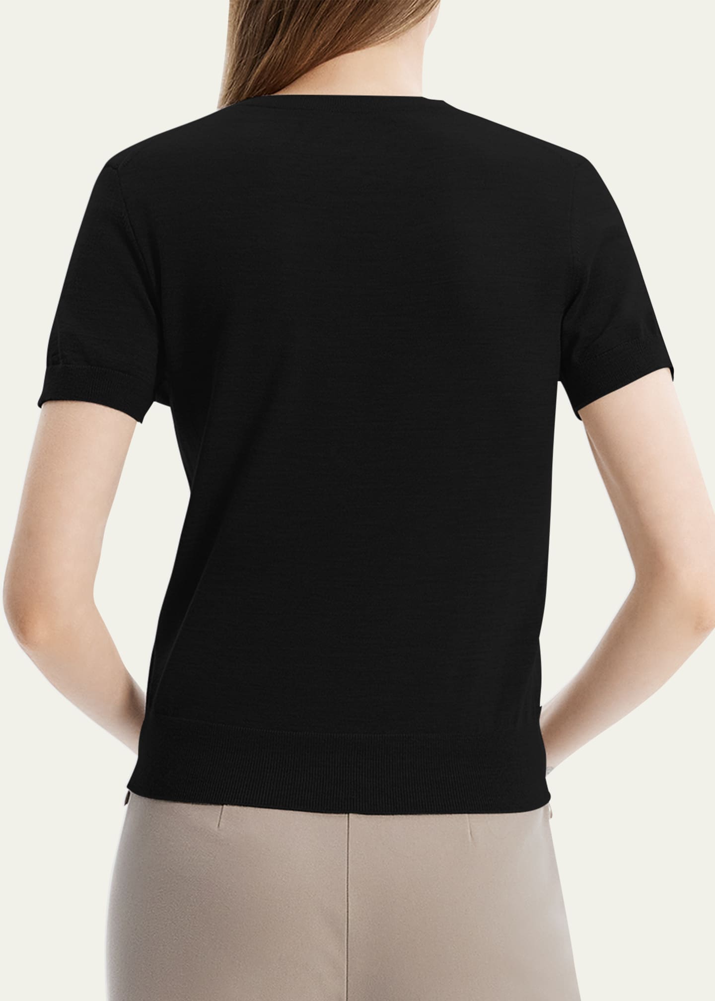 Theory Regal Merino Wool Short-Sleeve Crew T-Shirt Image 3 of 5