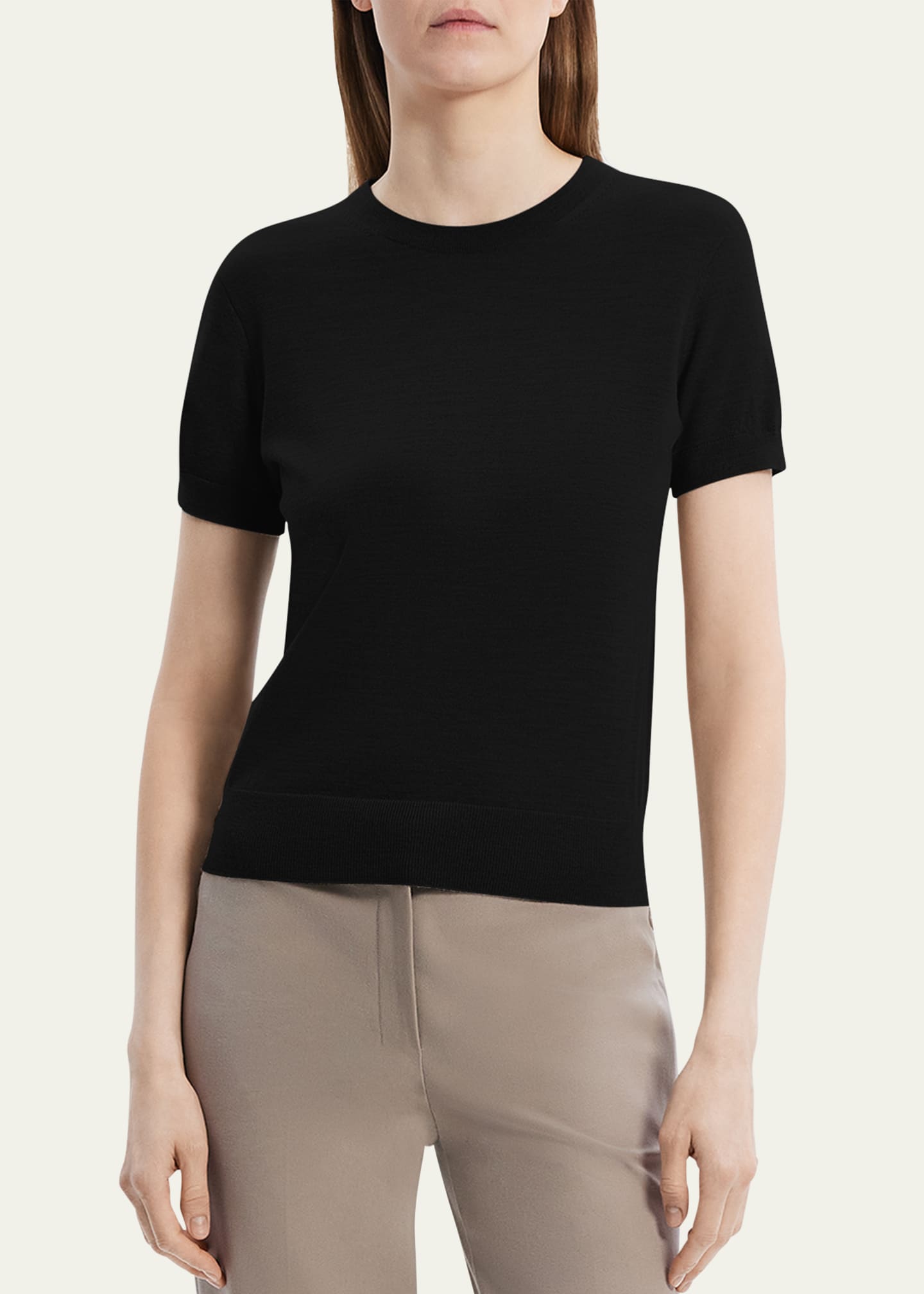 Theory Regal Merino Wool Short-Sleeve Crew T-Shirt Image 4 of 5