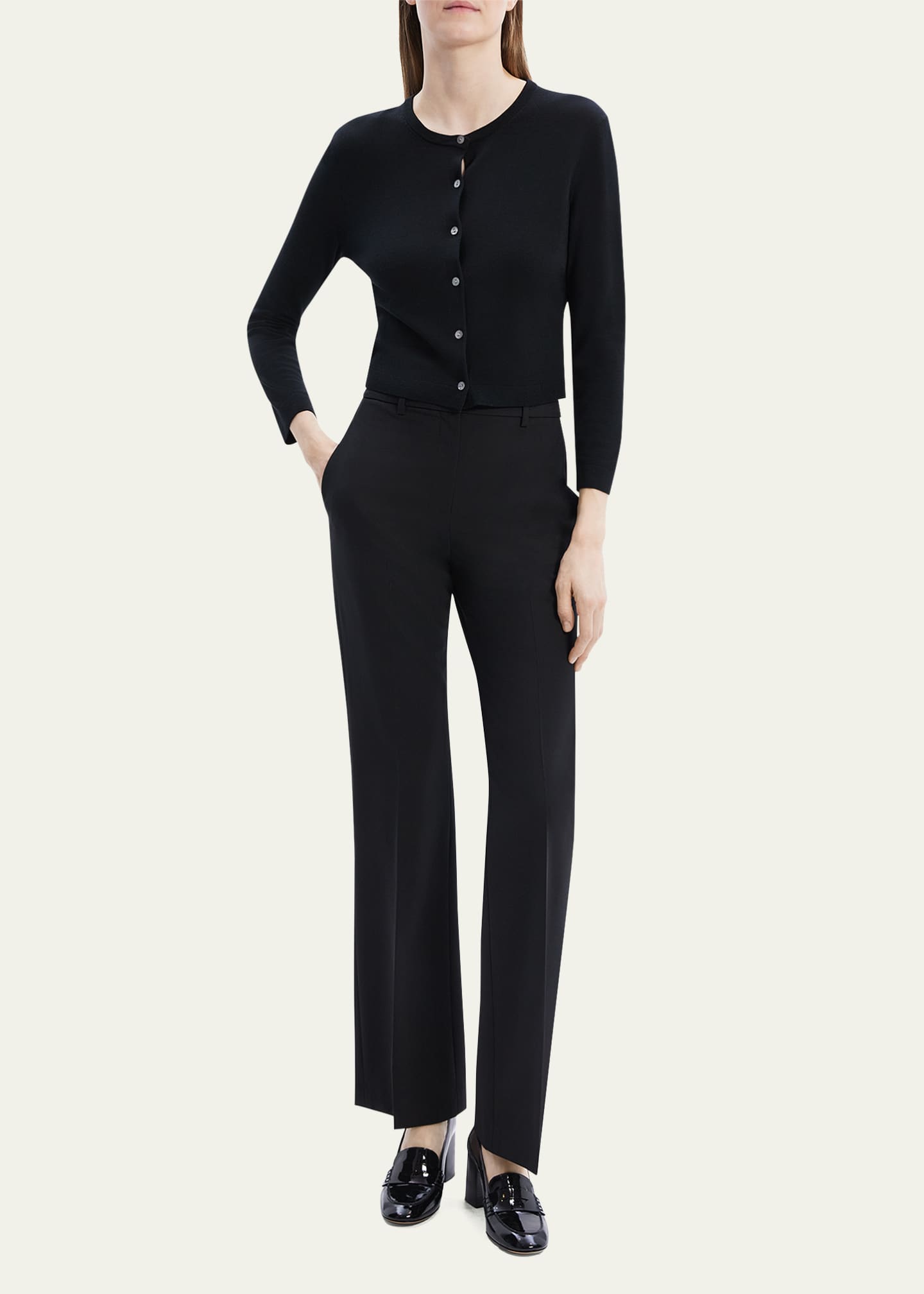Theory Regal Merino Wool Cropped Cardigan Image 2 of 5