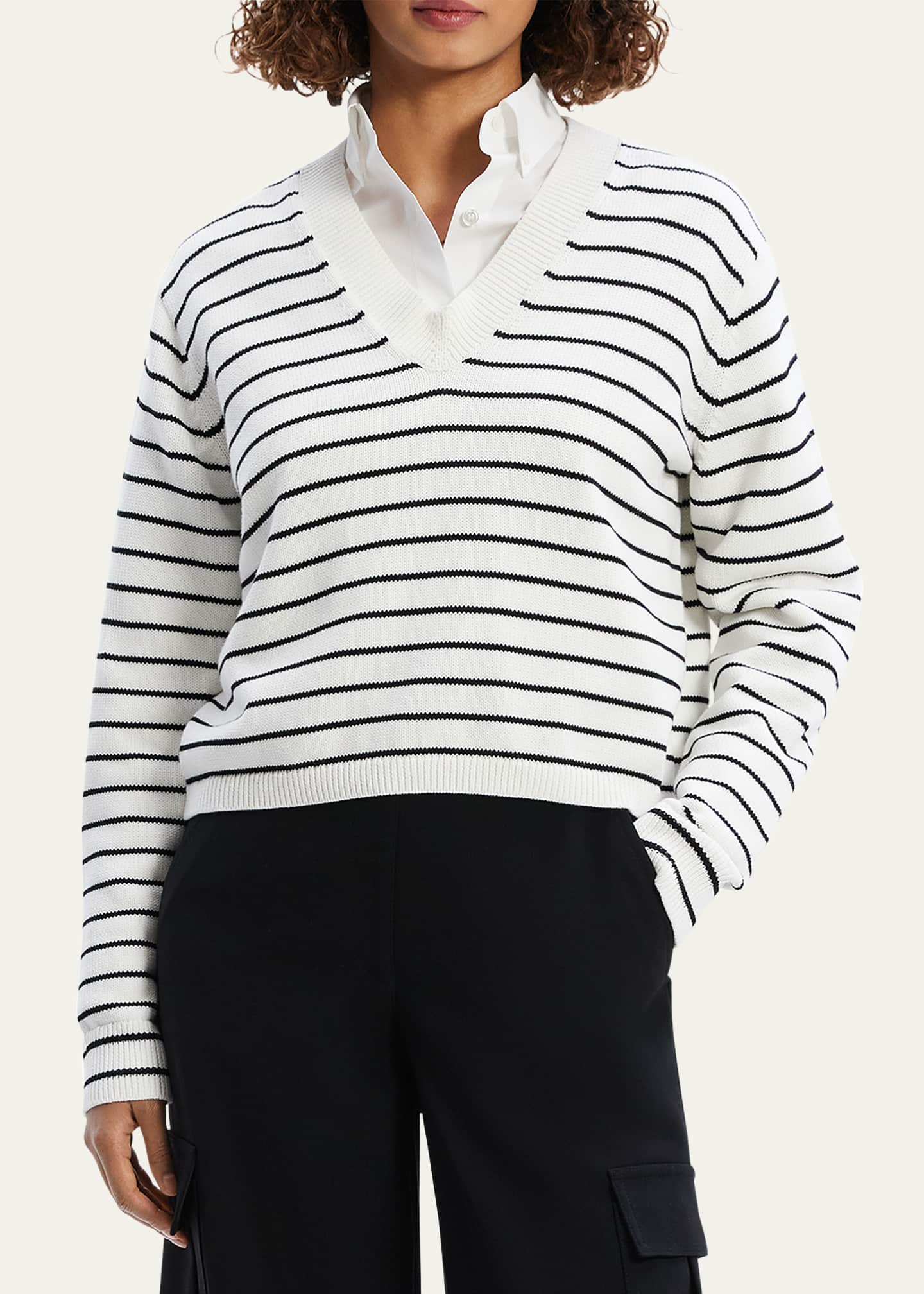 Theory Women s Cropped Pullover White Sweaters