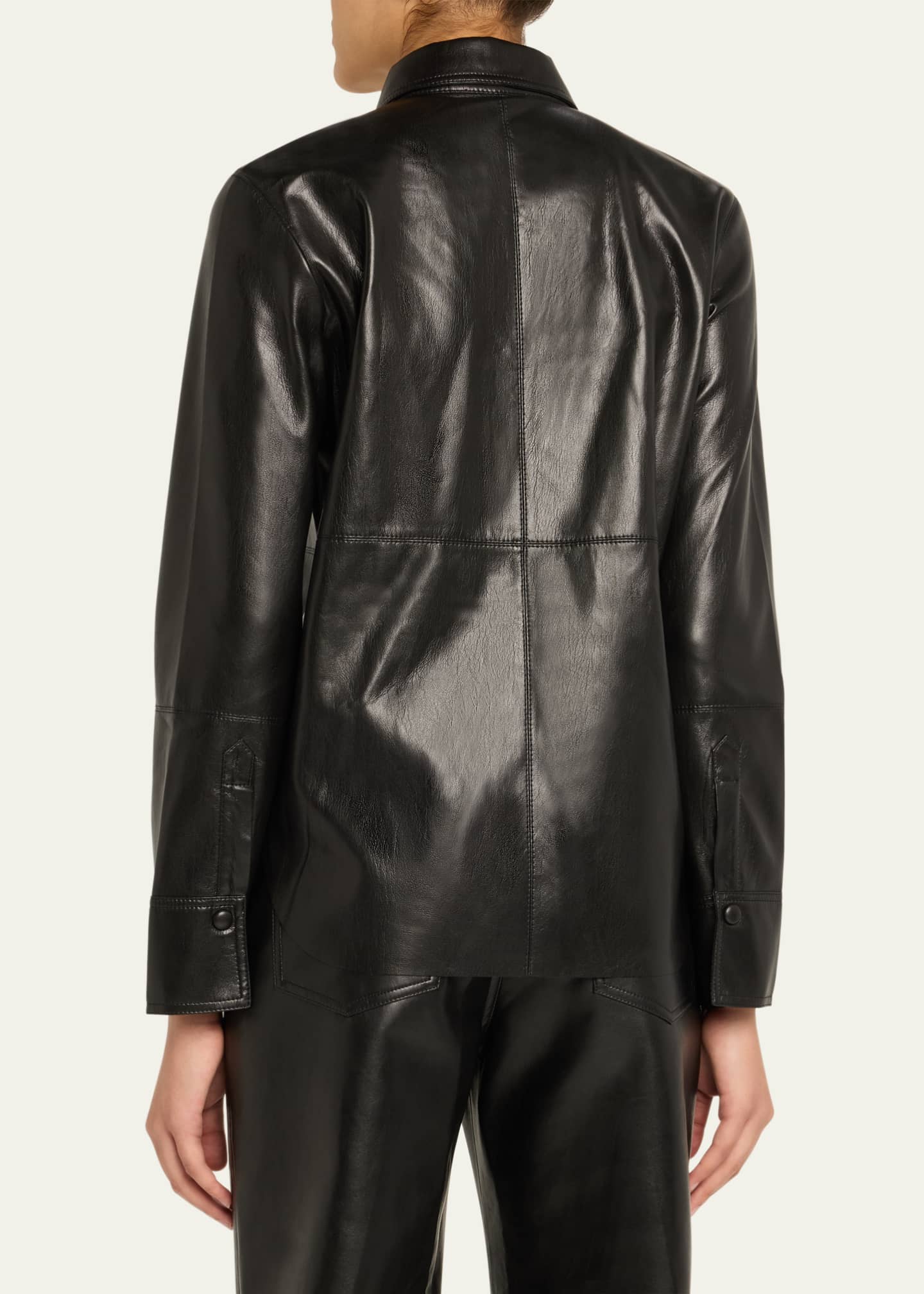 Nanushka Naum Long-Sleeve Alt-Leather Shirt Image 3 of 5