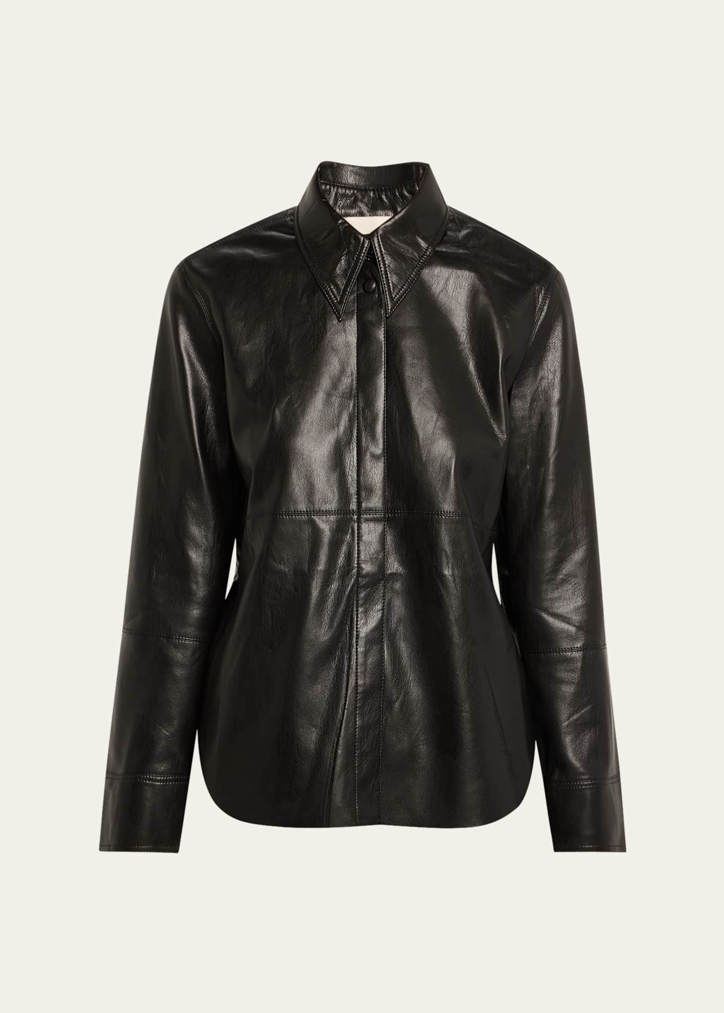 Nanushka Naum Long-Sleeve Alt-Leather Shirt Image 1 of 5