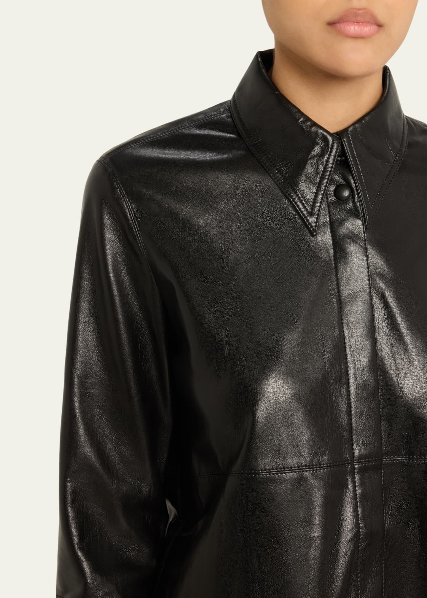 Nanushka Naum Long-Sleeve Alt-Leather Shirt Image 5 of 5