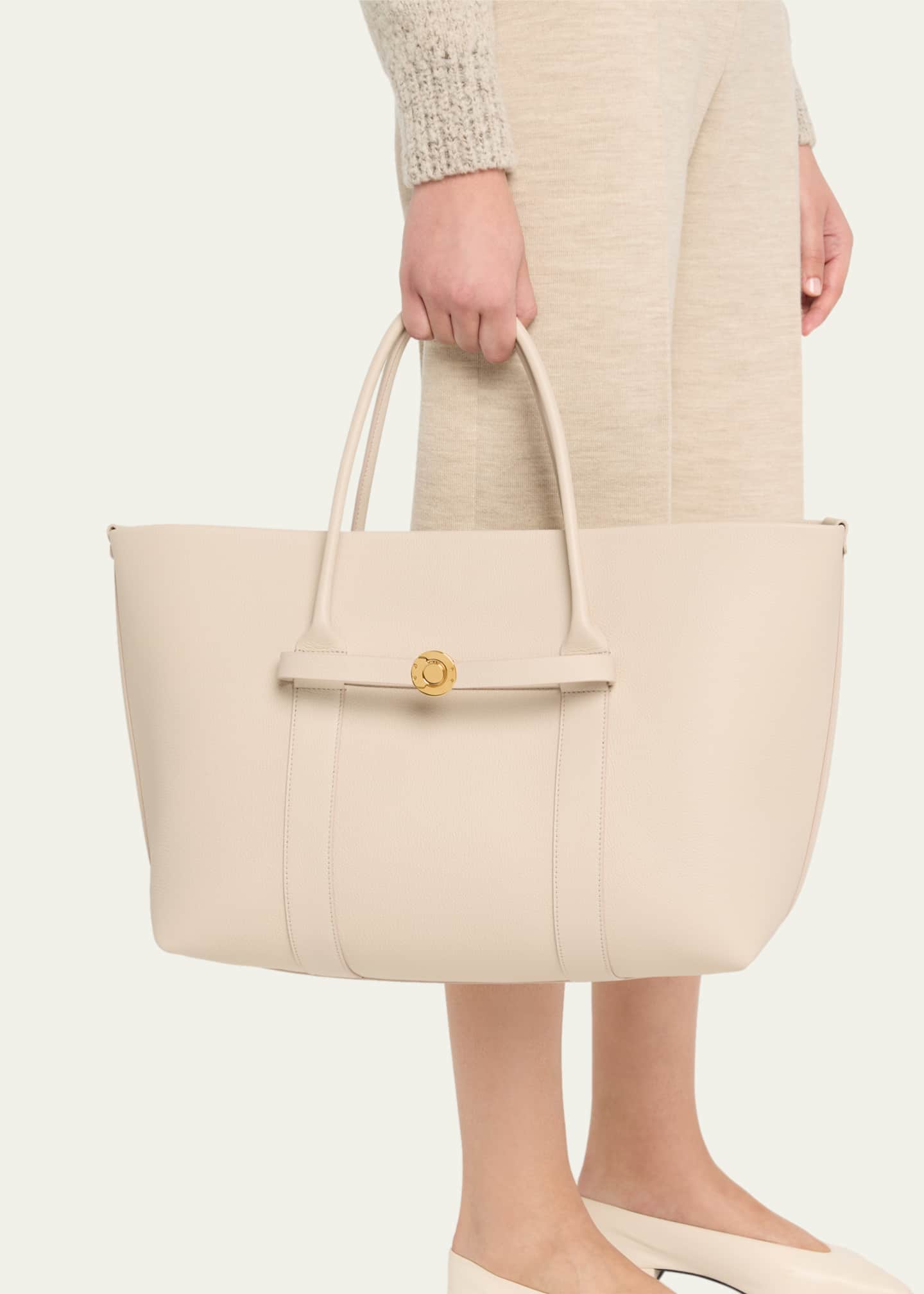 Loro Piana Ghiera Grained Leather & Cashmere Tote Back Image 2 of 5