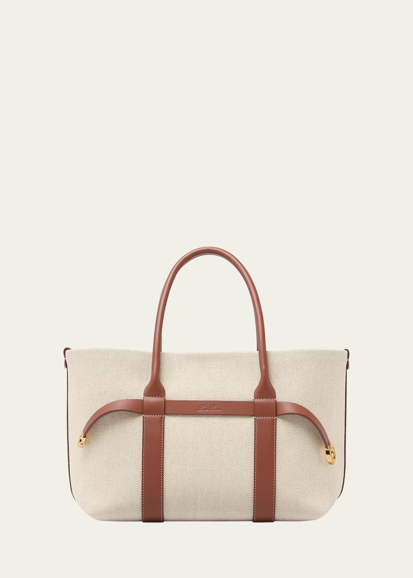 Loro Piana Ghiera Small Canvas Shopper Tote Bag Image 1 of 5
