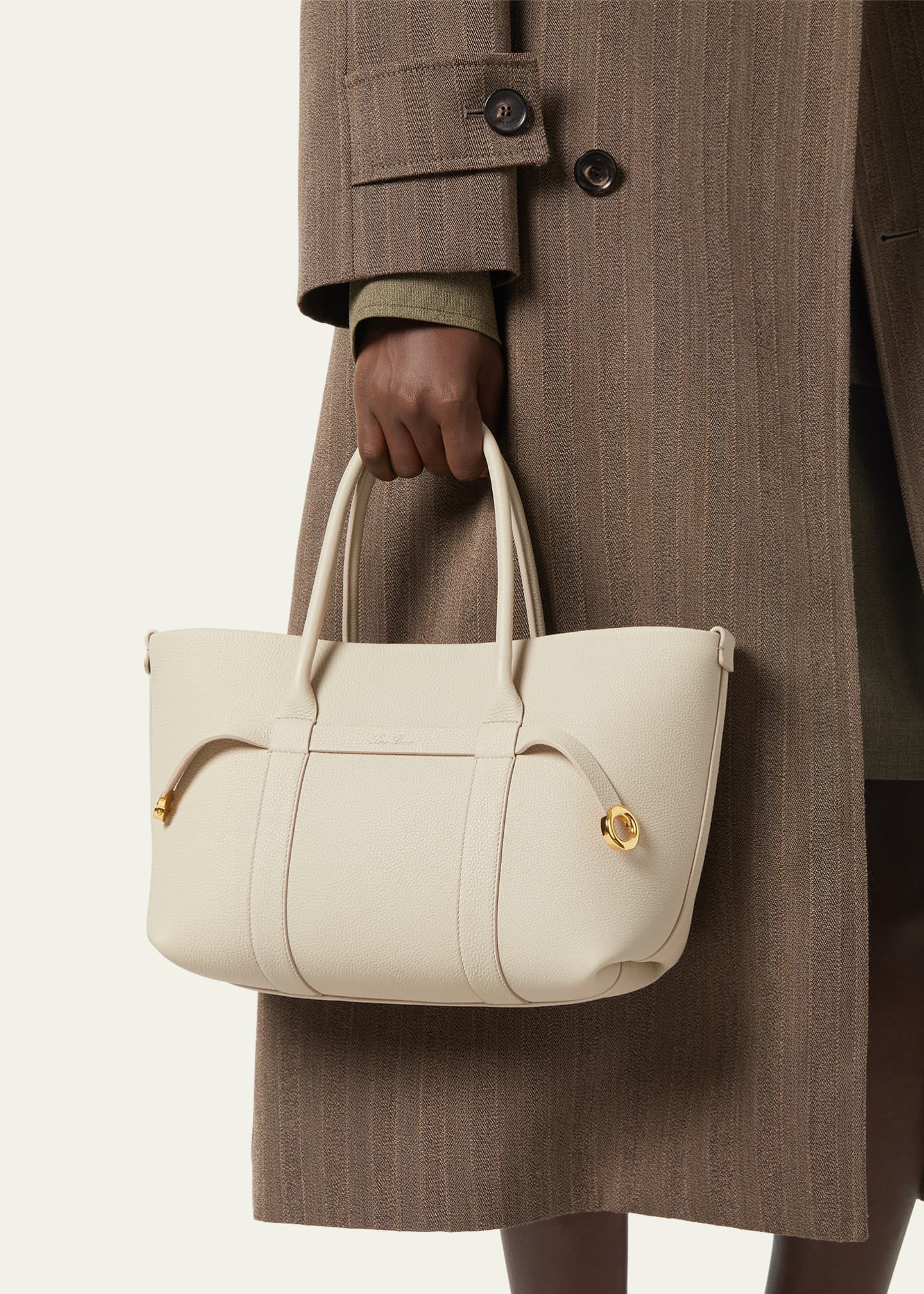 Loro Piana Ghiera Small Leather Shopper Tote Bag Image 2 of 5