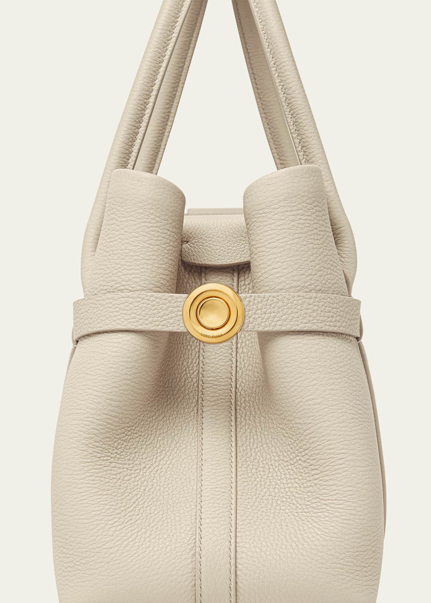 Loro Piana Ghiera Small Leather Shopper Tote Bag Image 5 of 5