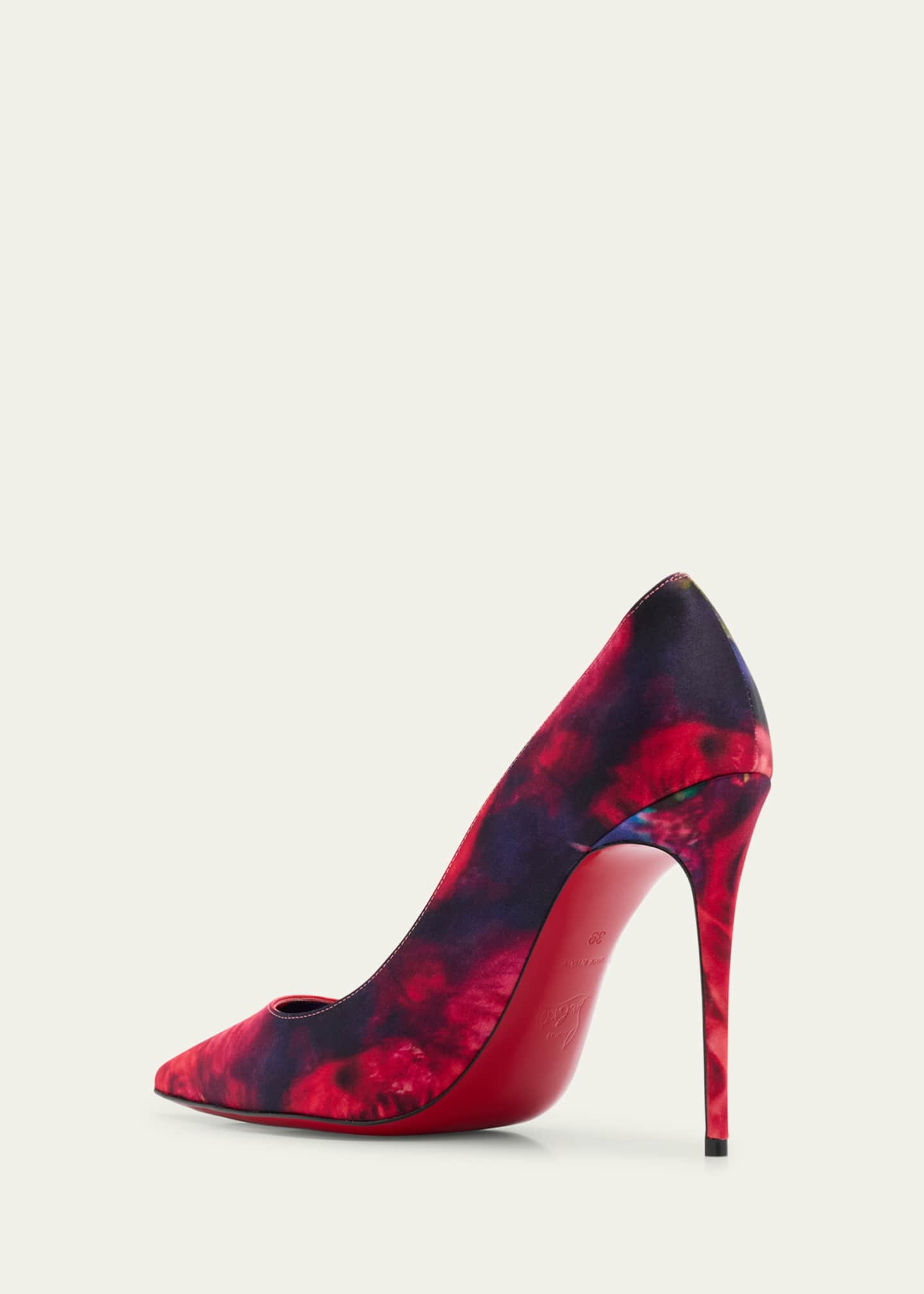 Christian Louboutin Kate Multi Silk Red Sole Classic Pumps Image 4 of 6