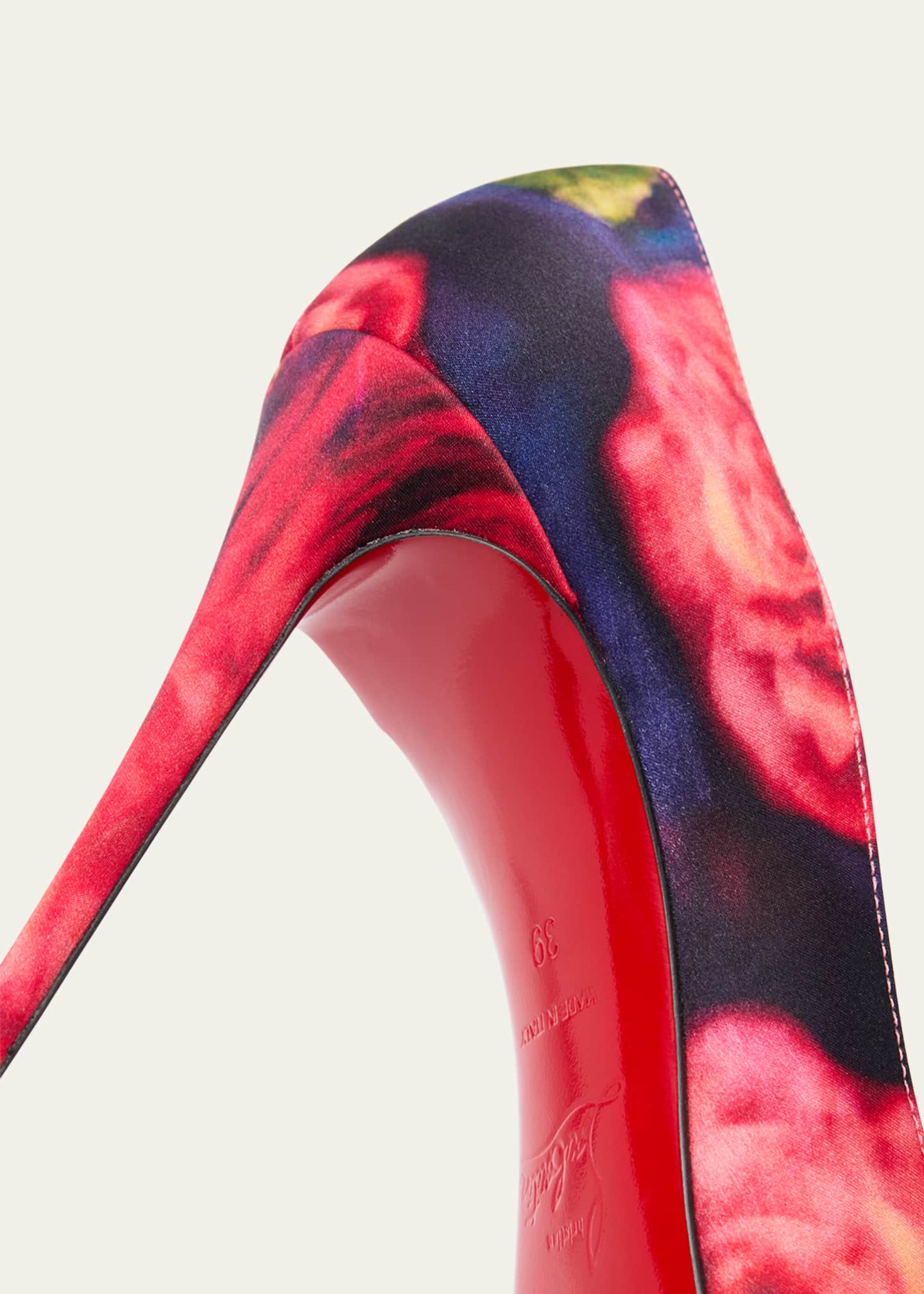 Christian Louboutin Kate Multi Silk Red Sole Classic Pumps Image 5 of 6
