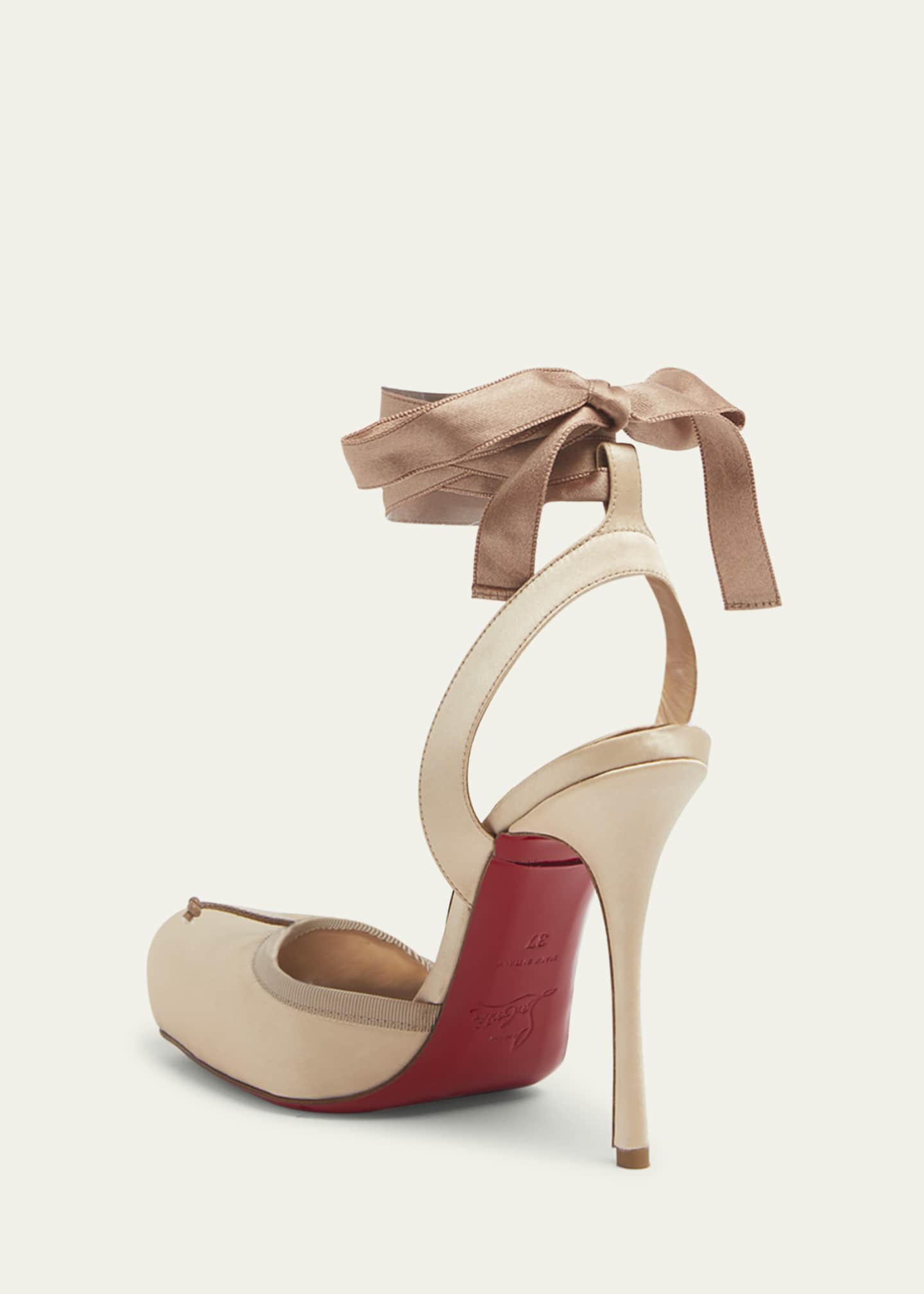 Christian Louboutin Cassia Silk Ankle Tie Red Sole Pumps