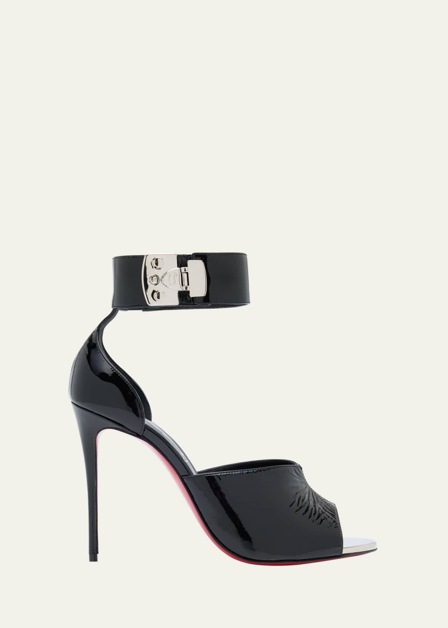 Christian Louboutin Lock Me Up Ankle-Cuff Red Sole Sandals Image 1 of 6