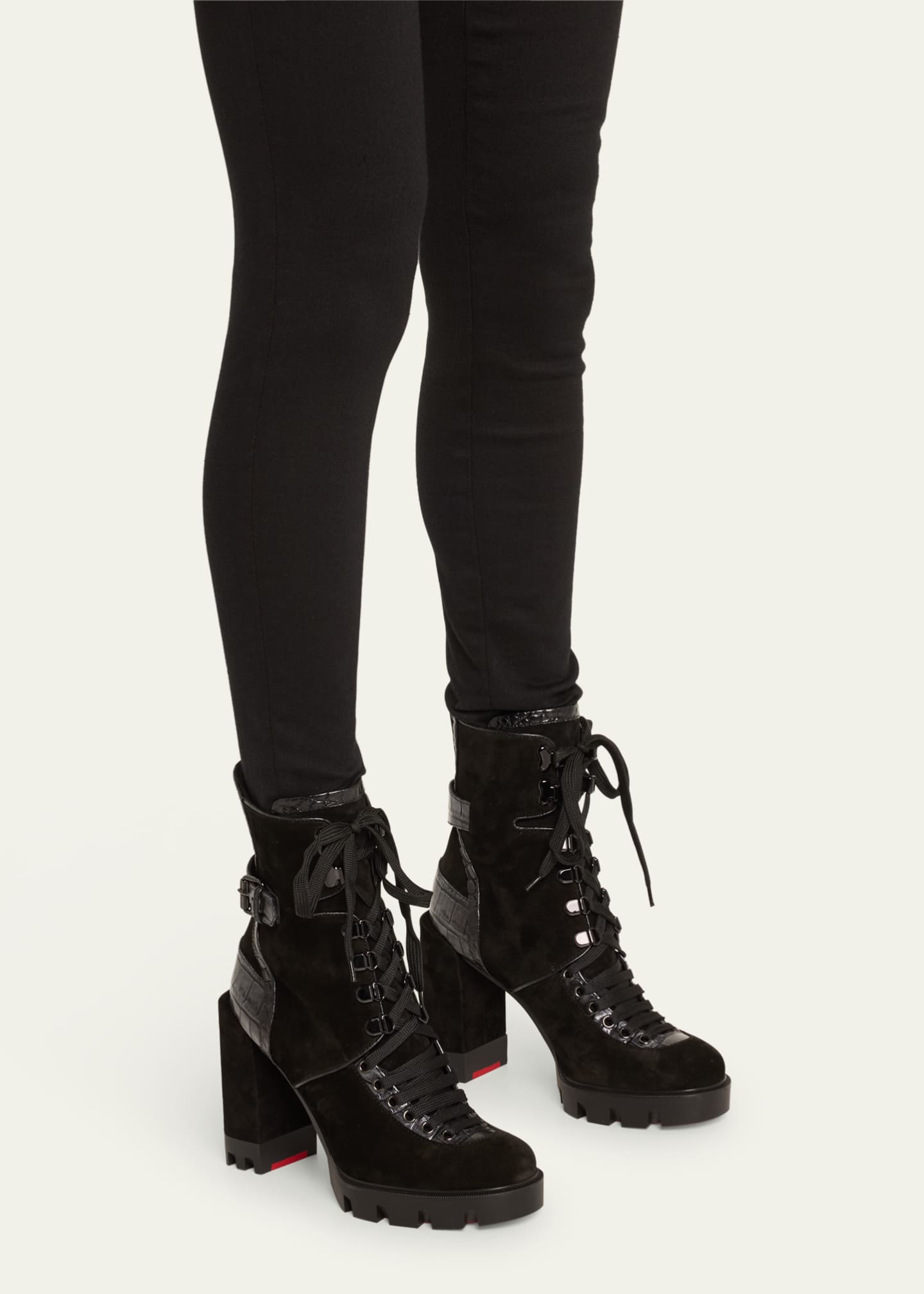 Christian Louboutin Macademia Croco Leather Red Sole Boots Image 2 of 5