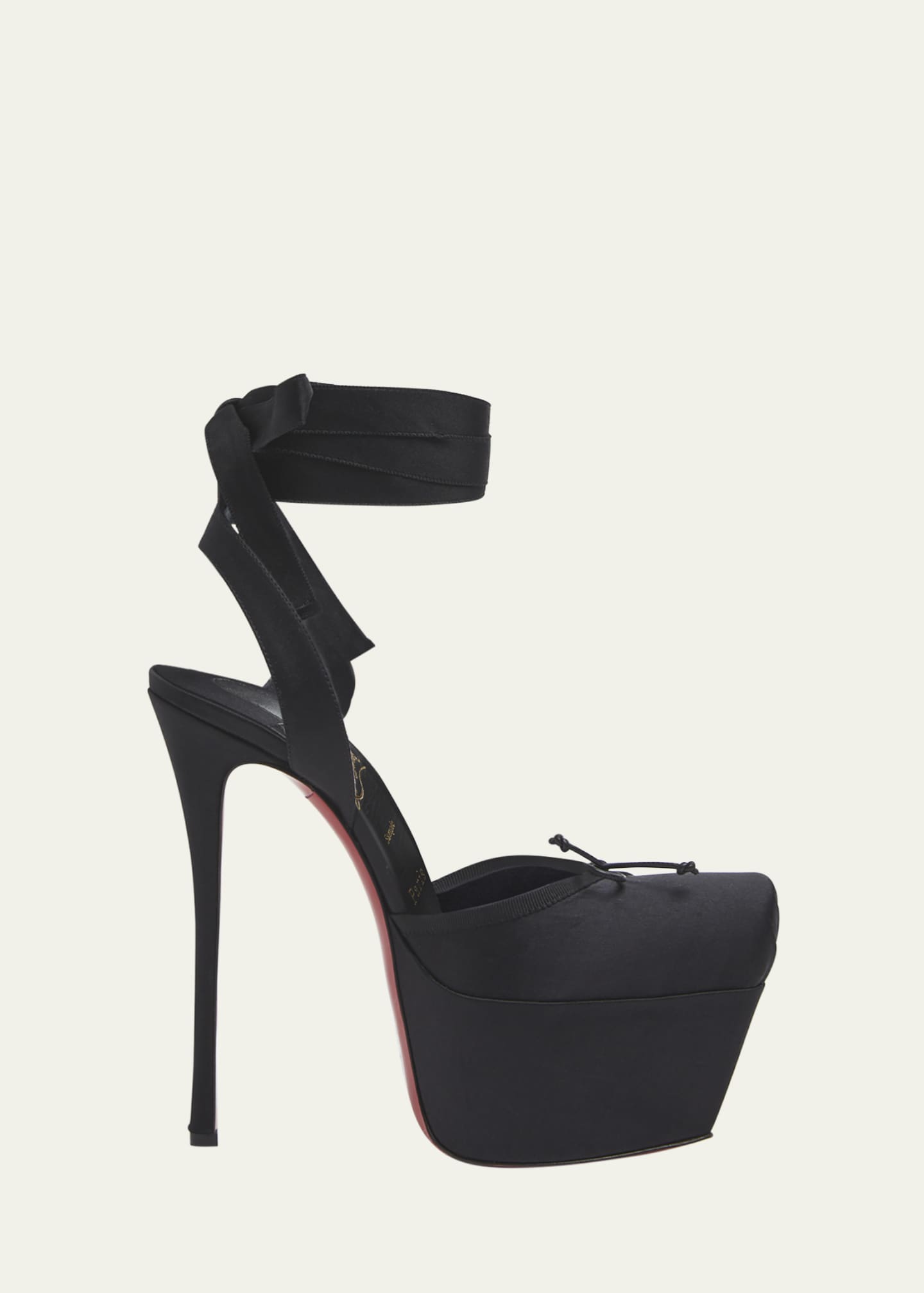 Christian Louboutin Cassia Silk Red Sole Platform Ballerina Pumps Image 1 of 3