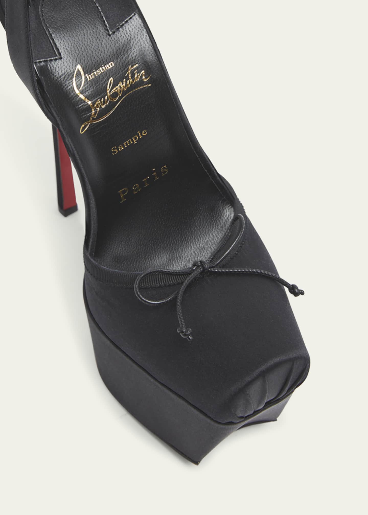 Christian Louboutin Cassia Silk Red Sole Platform Ballerina Pumps Image 3 of 3