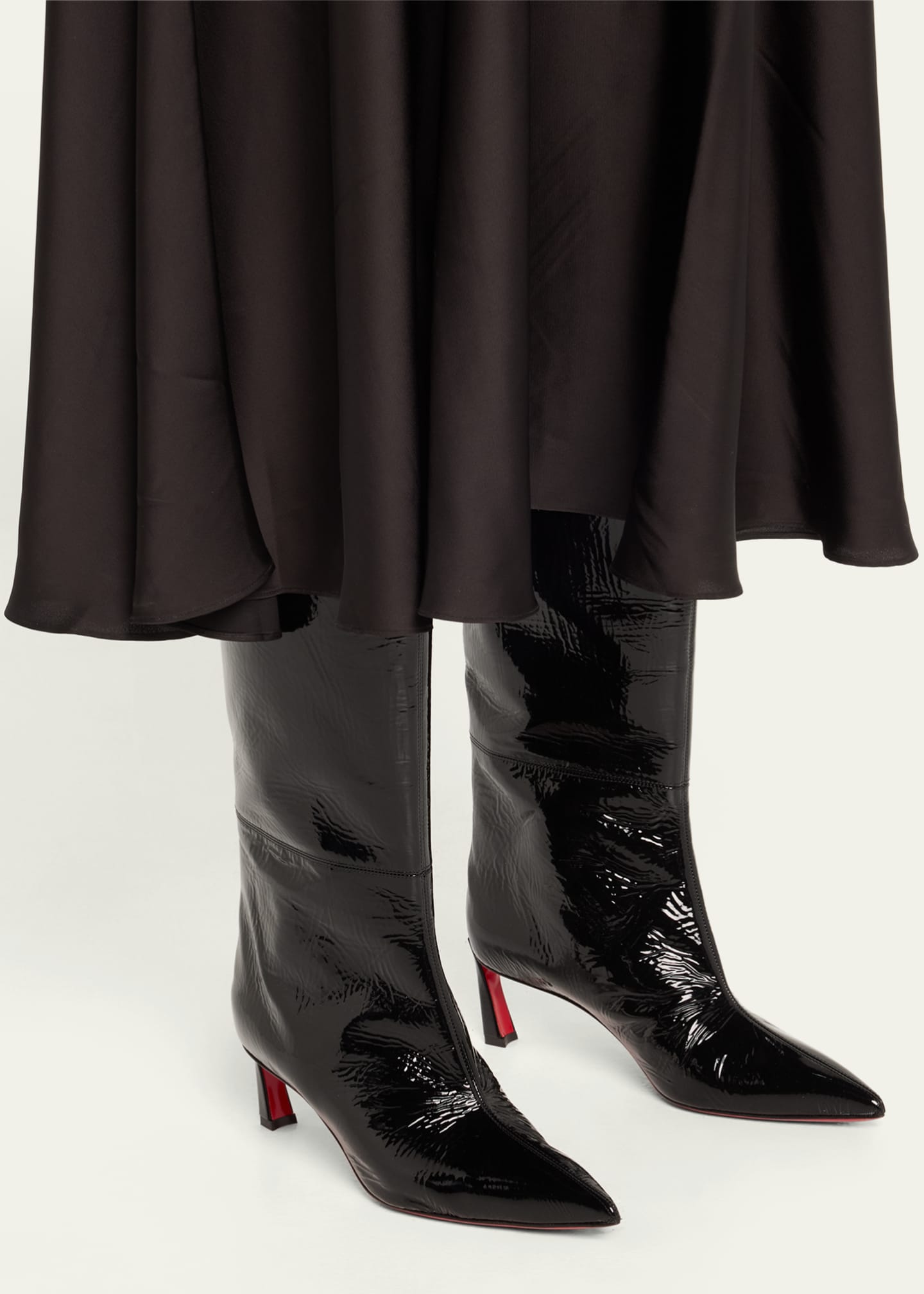 Christian Louboutin Patent Leather Red Sole Tall Boots Image 2 of 6