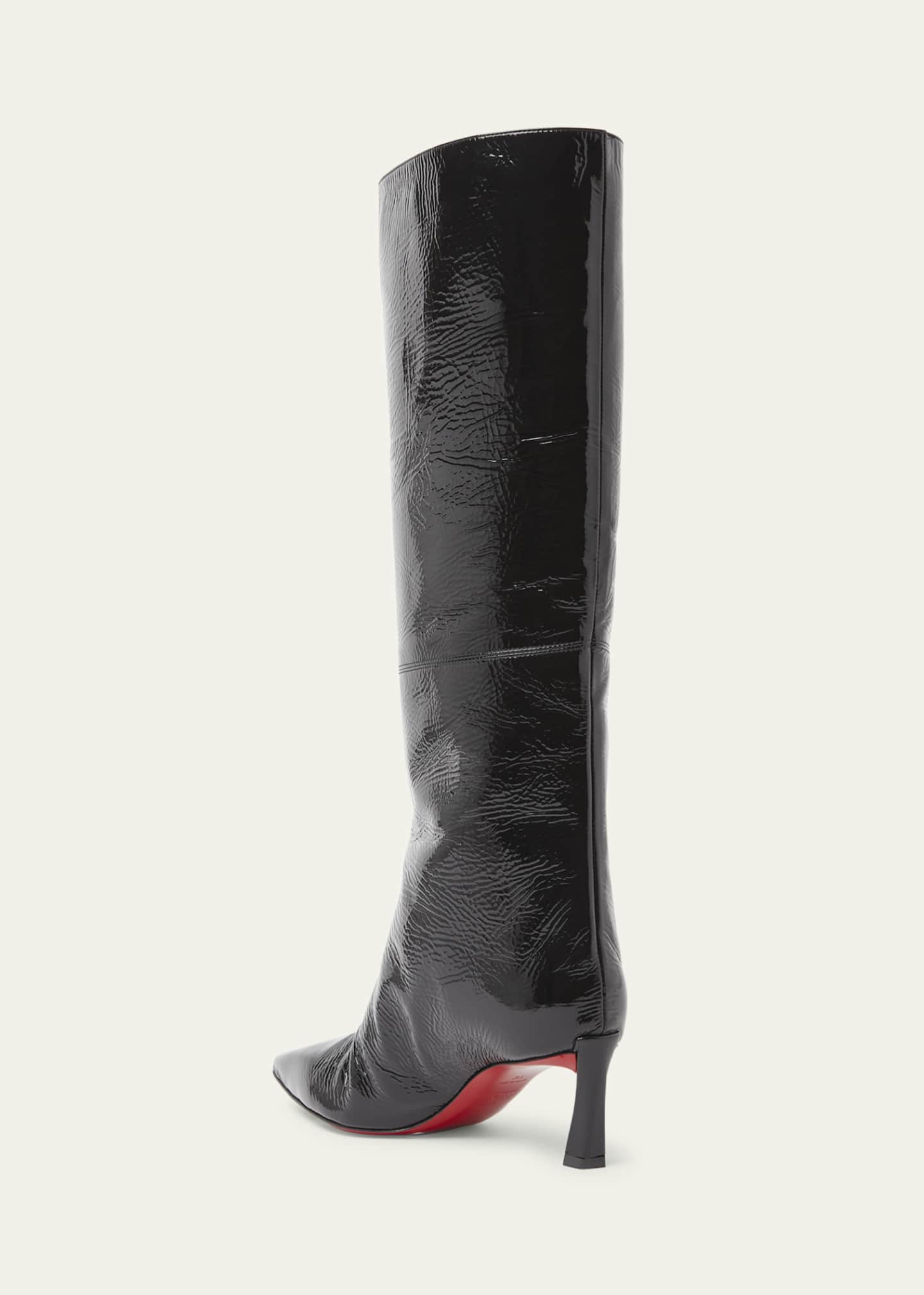Christian Louboutin Patent Leather Red Sole Tall Boots Image 4 of 6