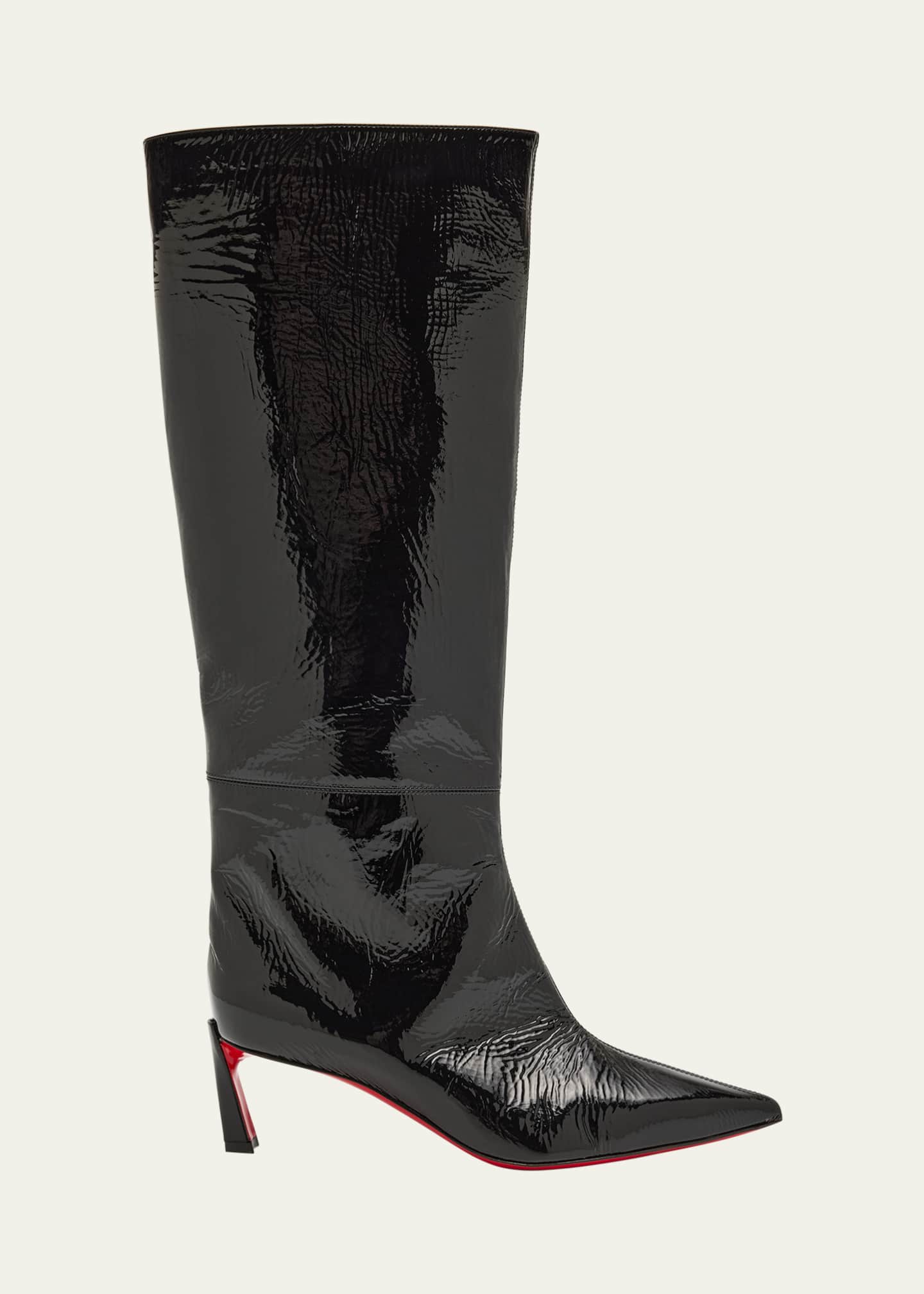 Christian Louboutin Patent Leather Red Sole Tall Boots Image 1 of 6