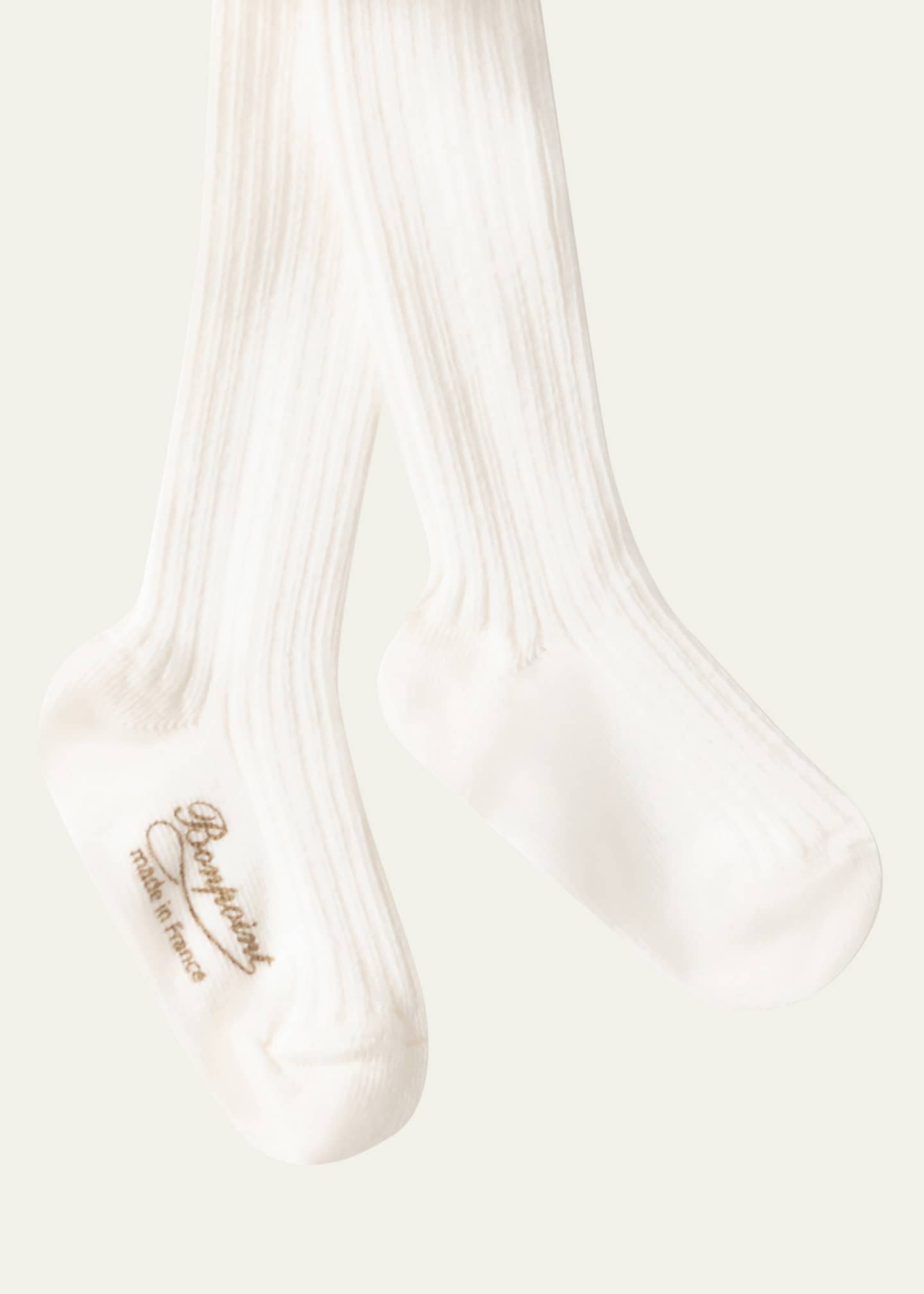 Bonpoint Girl's Logo-Print Knit Tights, Size 3M-2 Image 2 of 2