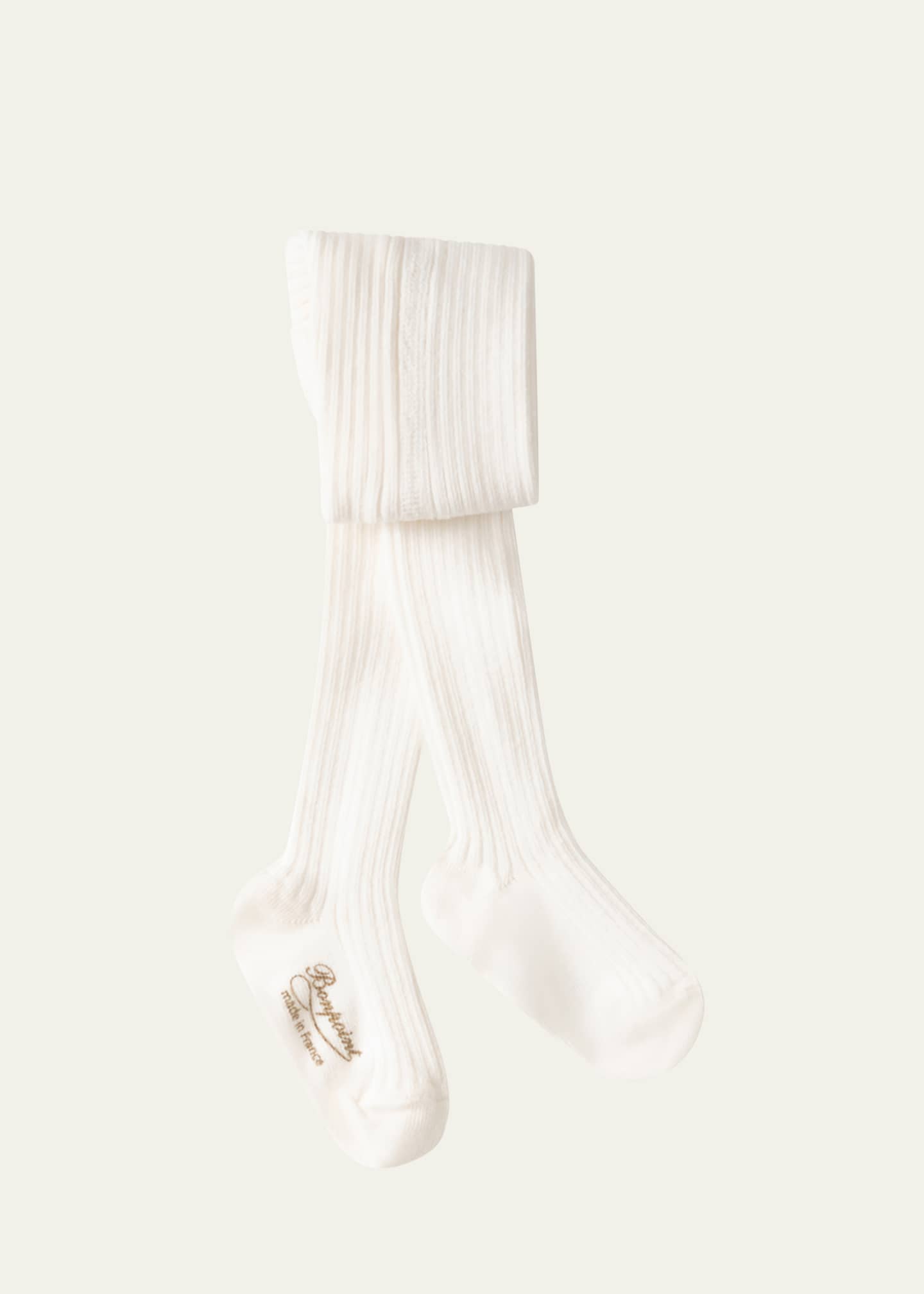 Bonpoint Girl's Logo-Print Knit Tights, Size 3M-2 Image 1 of 2