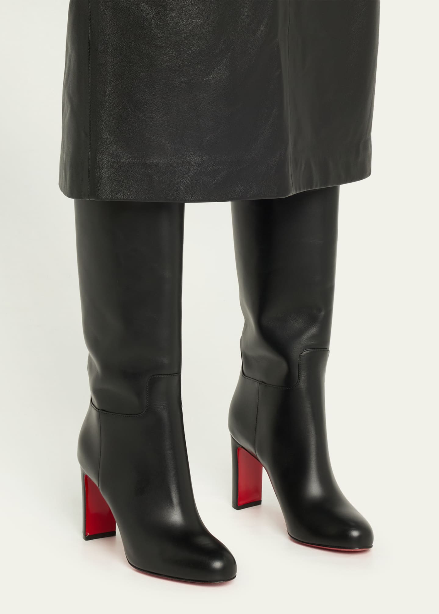 Christian Louboutin Loo Leather Red Sole Knee Boots Image 2 of 6