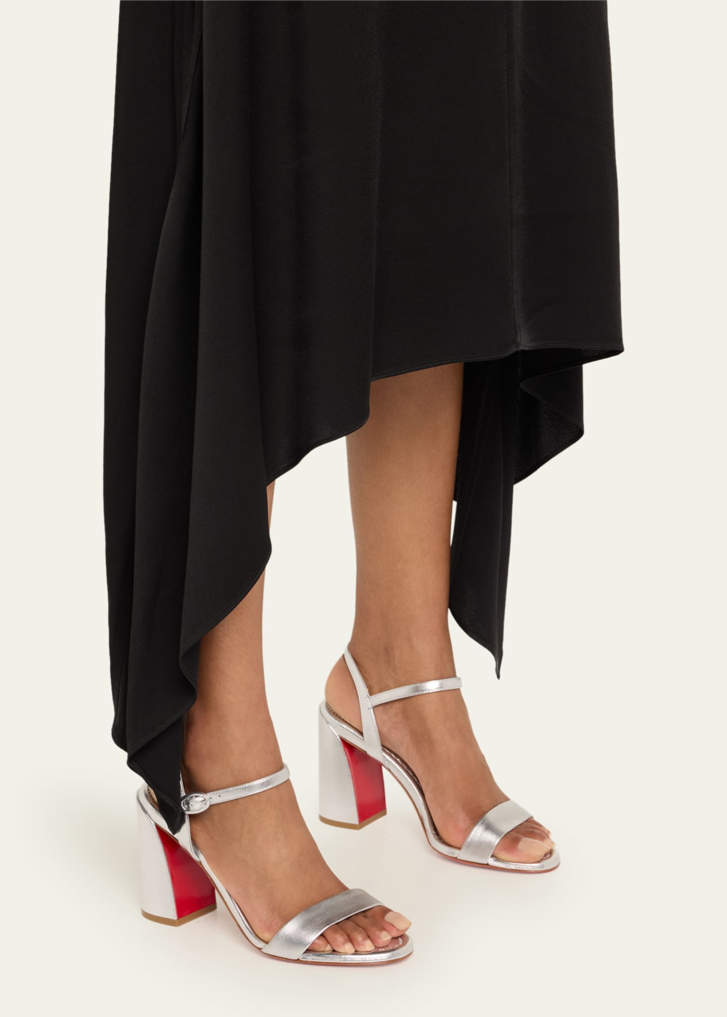 Christian Louboutin Miss Jane Metallic Red Sole Ankle-Strap Sandals Image 2 of 6