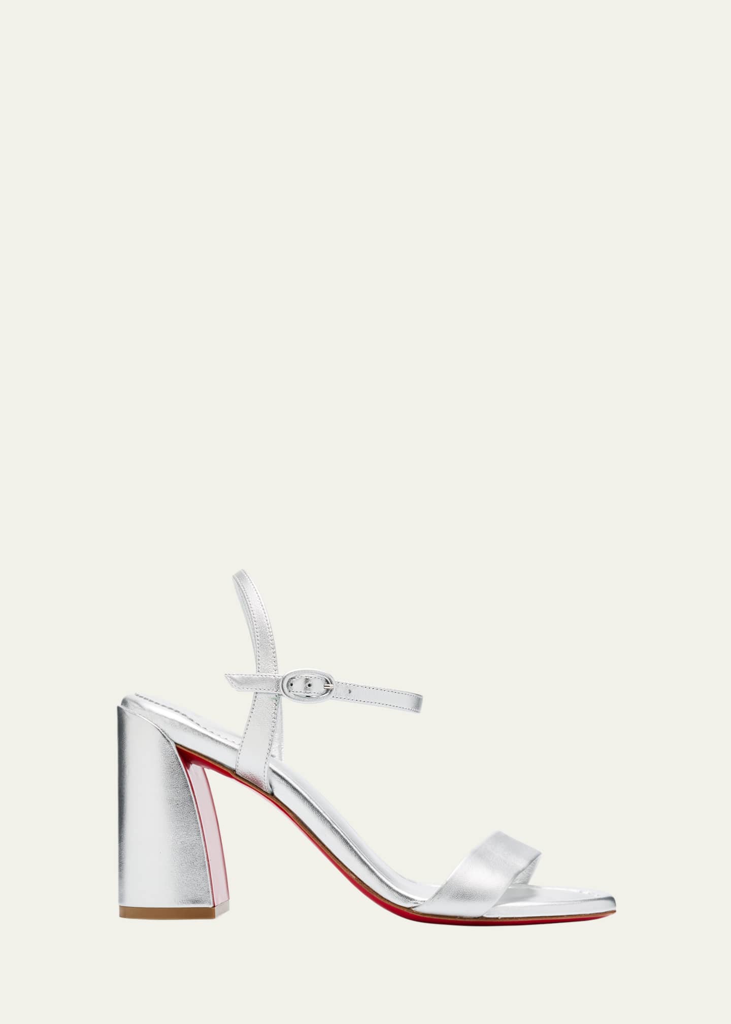 Christian Louboutin Miss Jane Metallic Red Sole Ankle-Strap Sandals Image 1 of 6