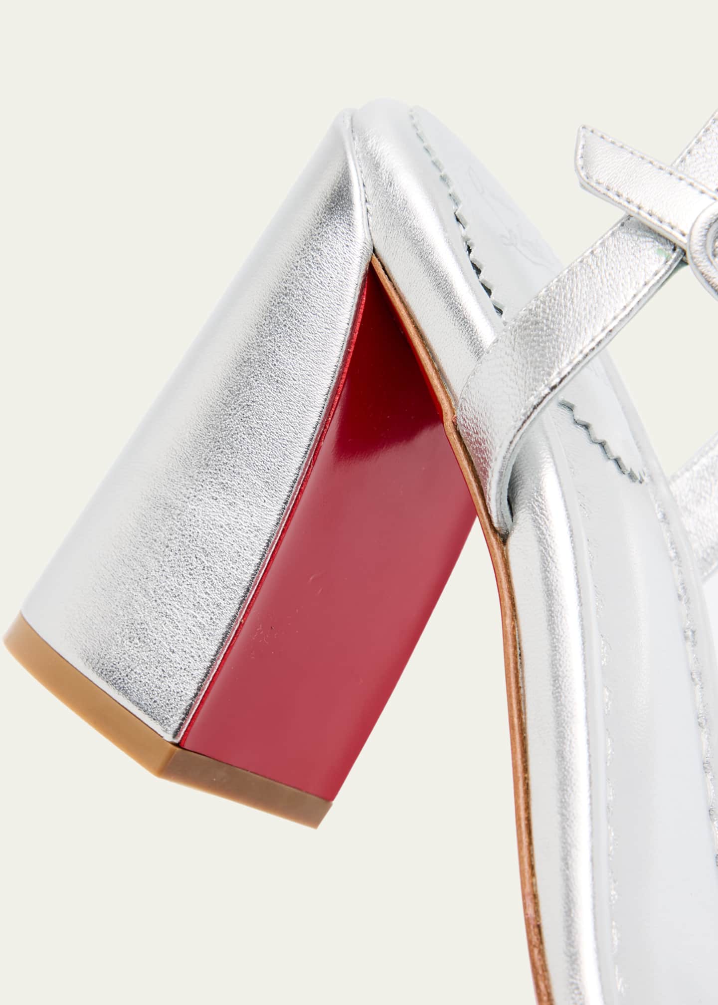 Christian Louboutin Miss Jane Metallic Red Sole Ankle-Strap Sandals Image 5 of 6