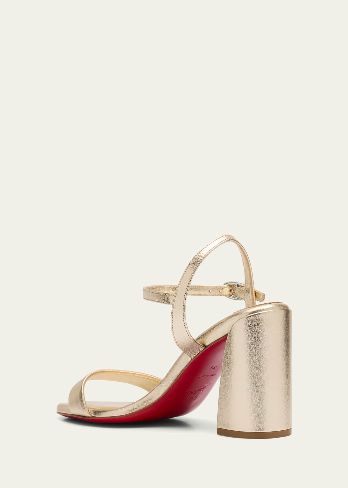Christian Louboutin Miss Jane Metallic Red Sole Ankle-Strap Sandals Image 4 of 6