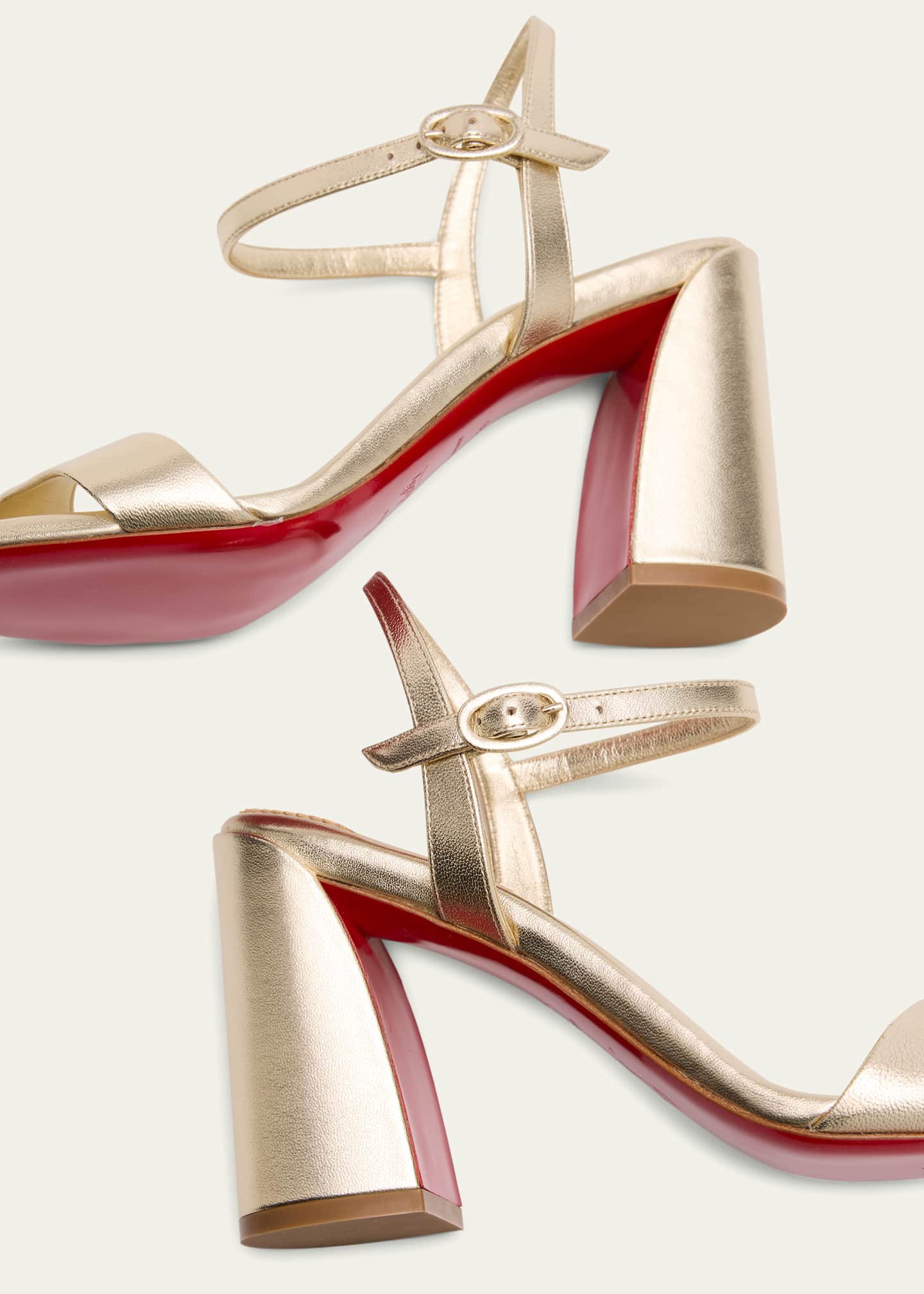 Christian Louboutin Miss Jane Metallic Red Sole Ankle-Strap Sandals Image 6 of 6