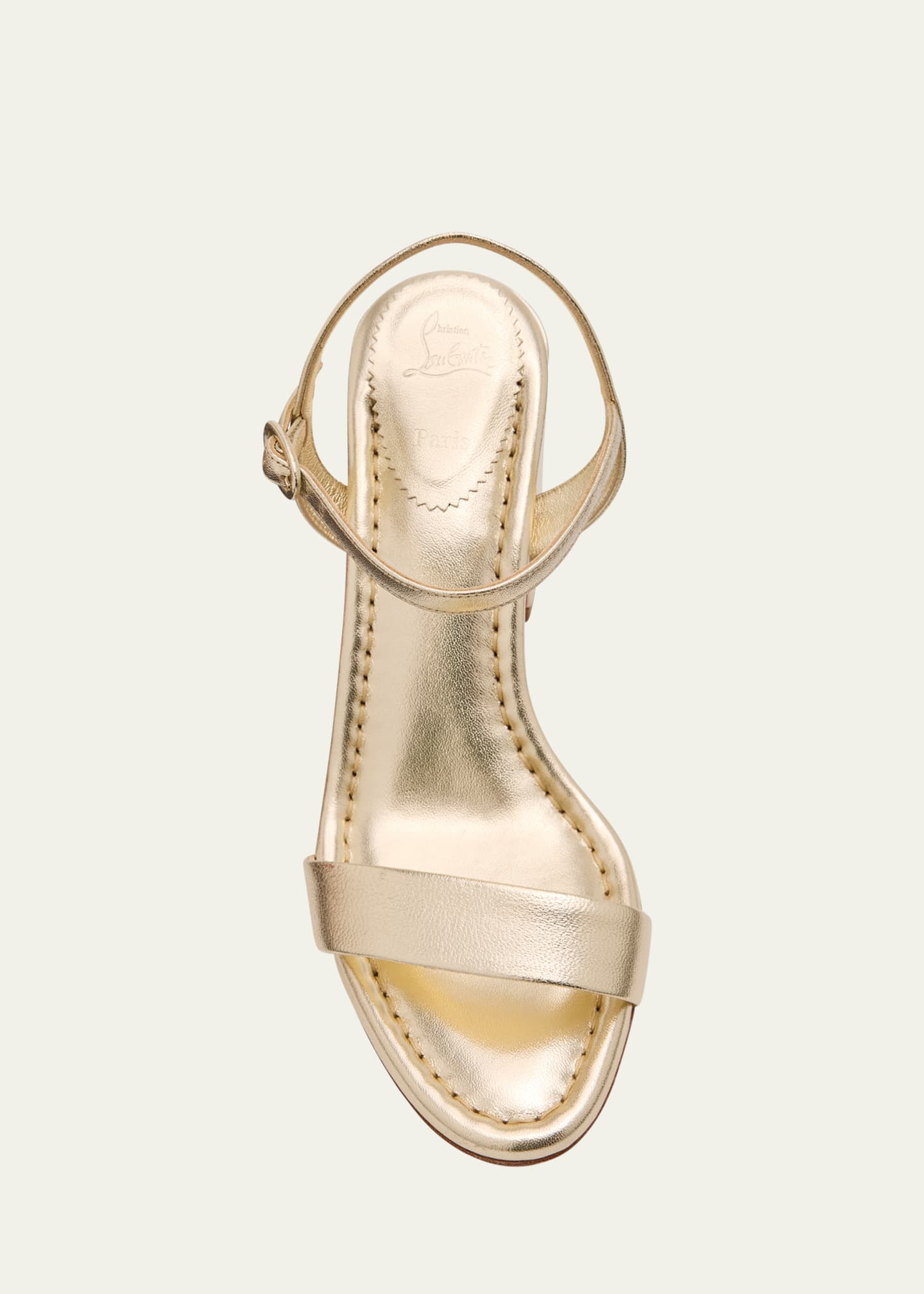 Christian Louboutin Miss Jane Metallic Red Sole Ankle-Strap Sandals Image 5 of 6