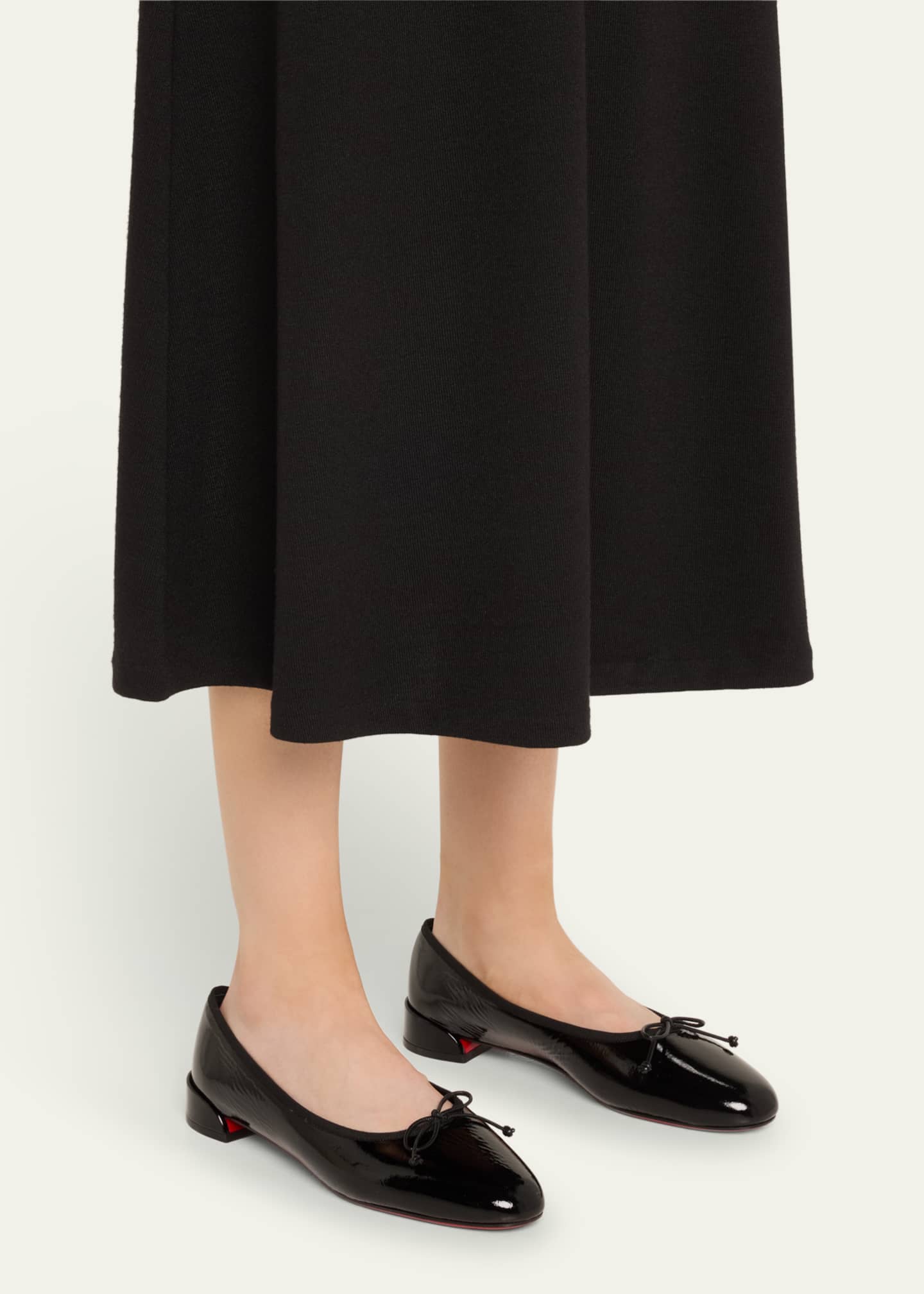 Christian Louboutin Sweetie Jane Patent Bow Red Sole Ballerina Flats Image 2 of 6