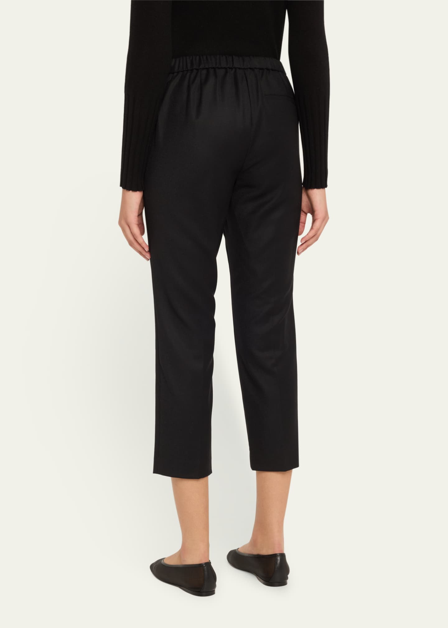 Theory Treeca Virgin Wool Flannel Cropped Pull-On Pants Image 3 of 5