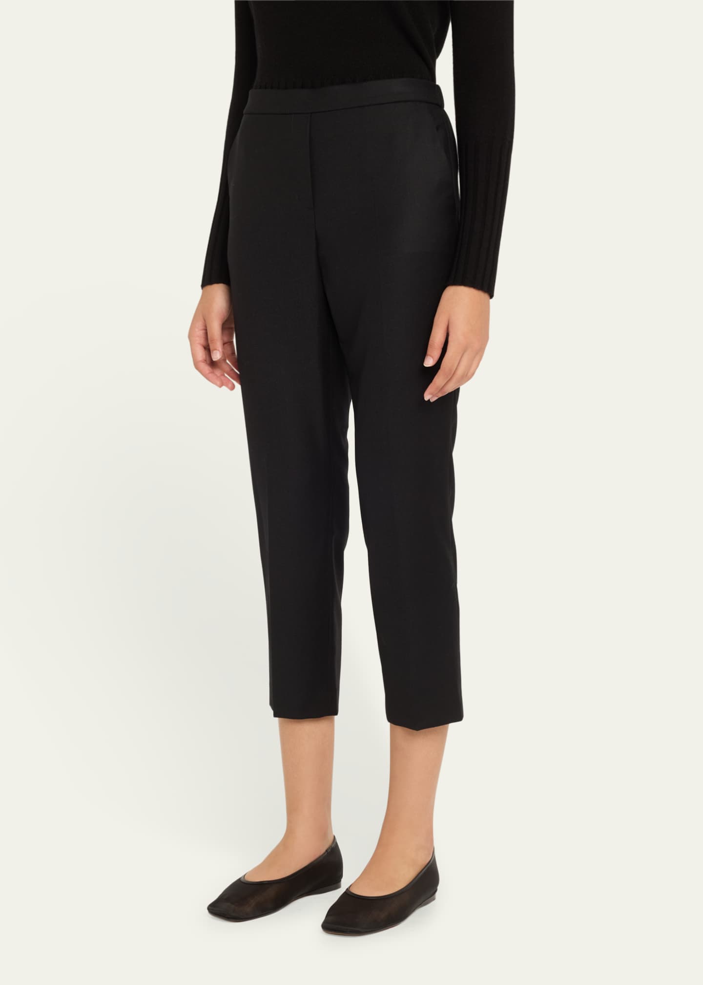 Theory Treeca Virgin Wool Flannel Cropped Pull-On Pants Image 4 of 5