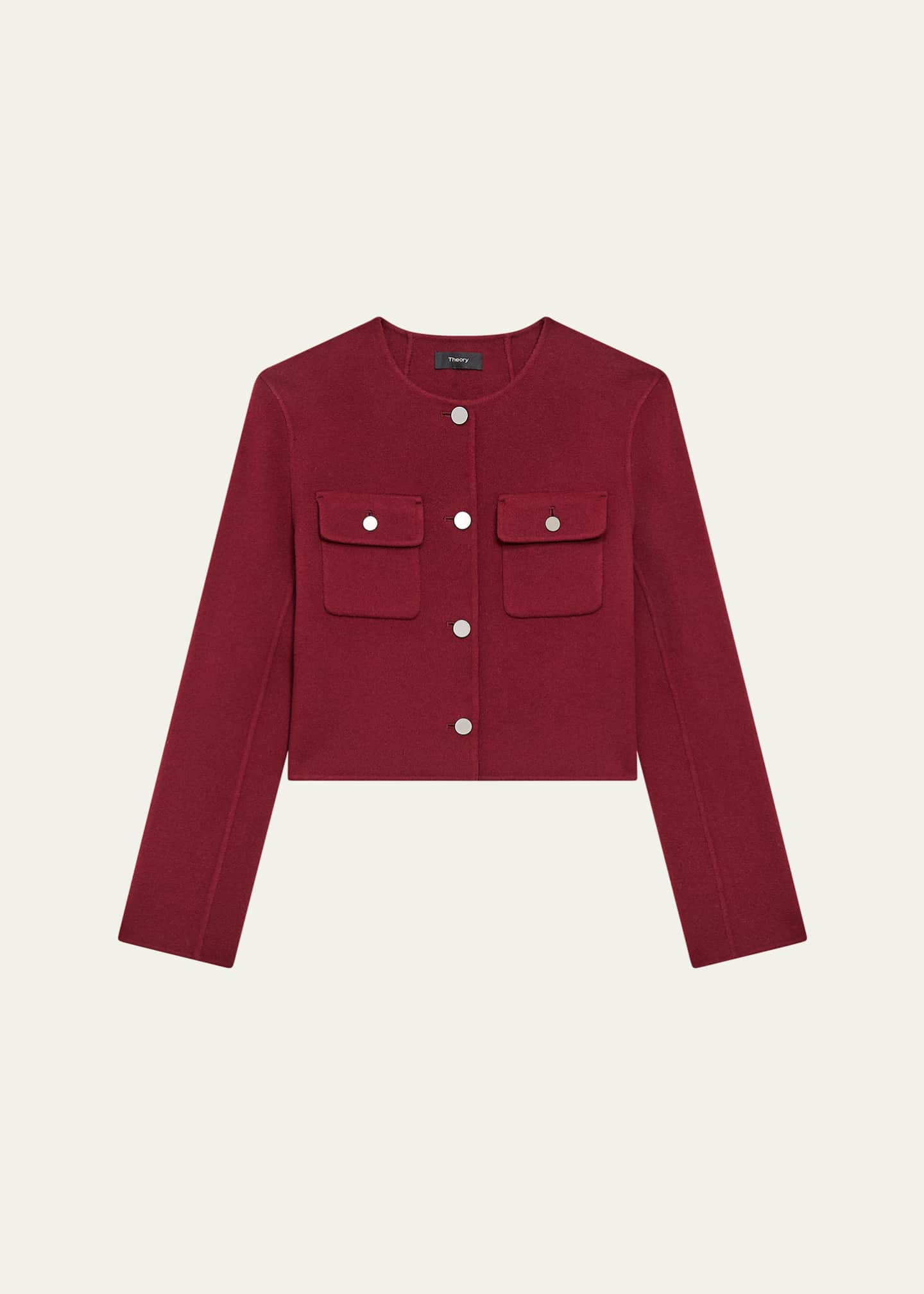 Theory Women s Cropped Wool Cashmere Blend Jacket Red Cardigans