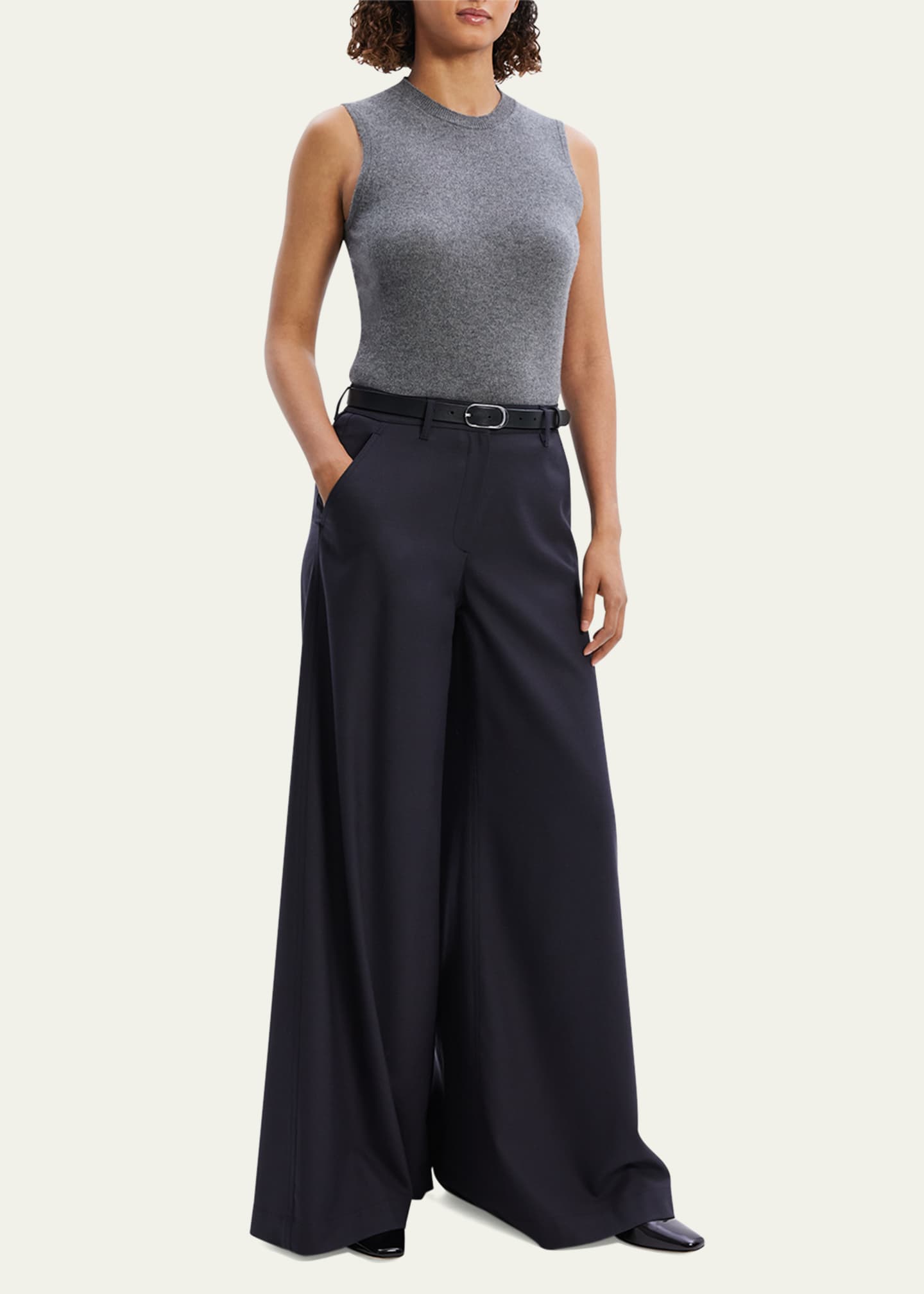 Theory Flannel Super Wide Pants Image 2 of 5