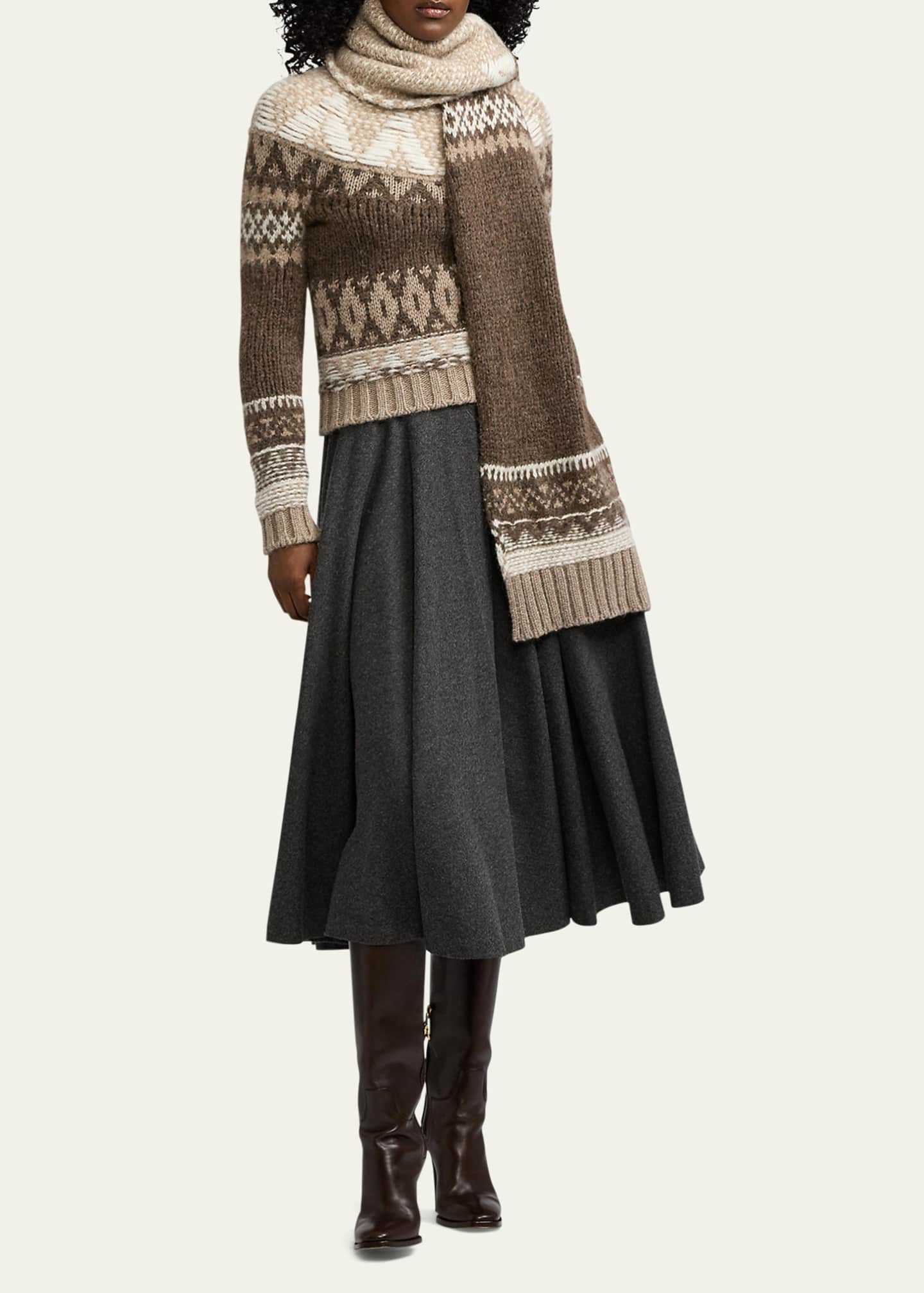 Ralph Lauren Collection Jennine Wool Flannel Skirt Image 2 of 5